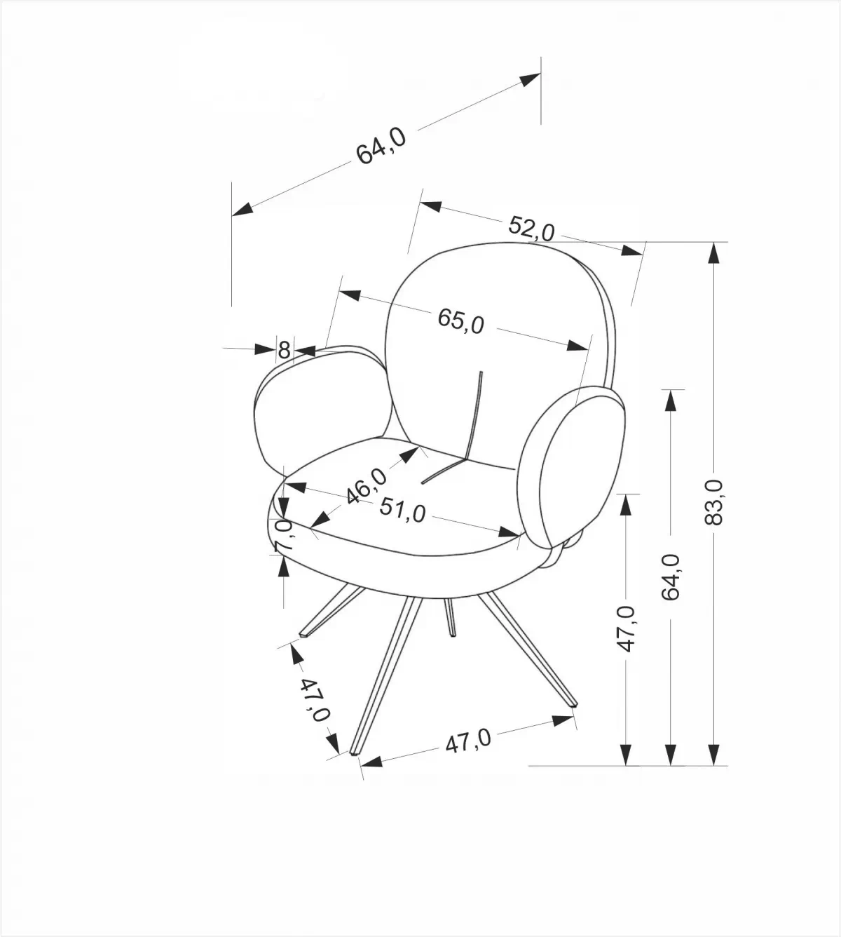 židle čalouněné Olton obrotowe - skořicová