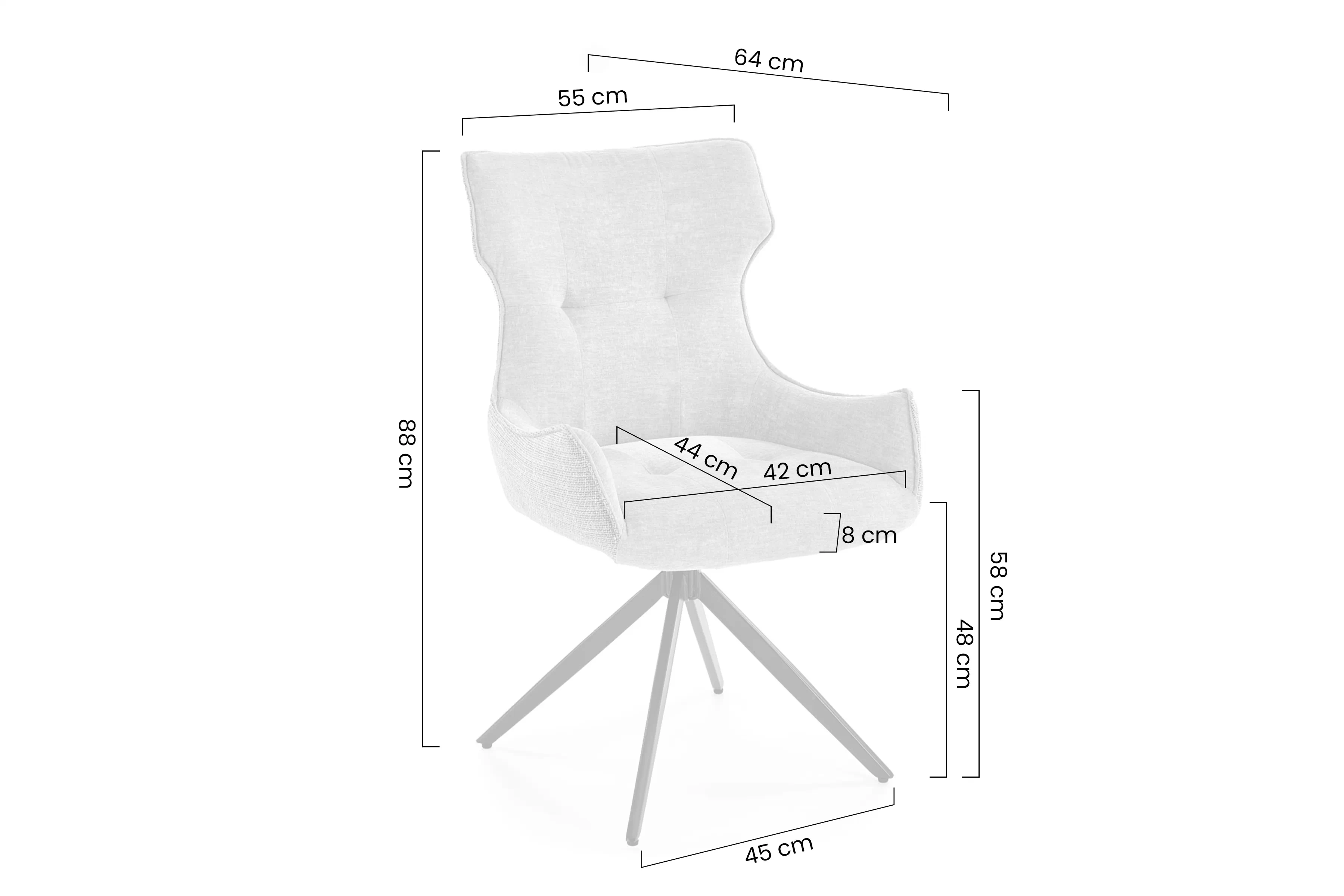 židle čalouněné Rippla obrotowe - popelavá