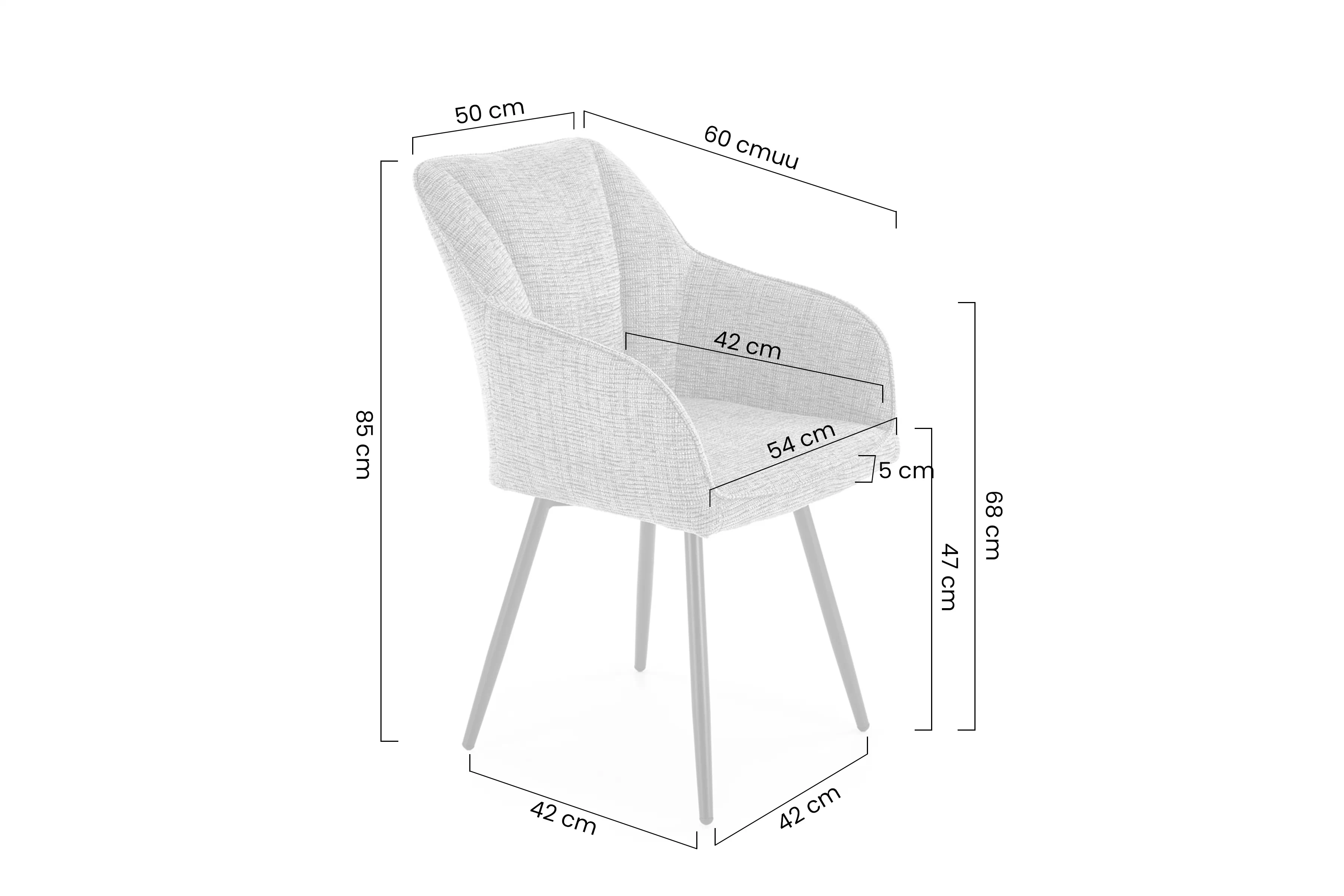 židle čalouněné Vellin - popelavá / černé nožičky