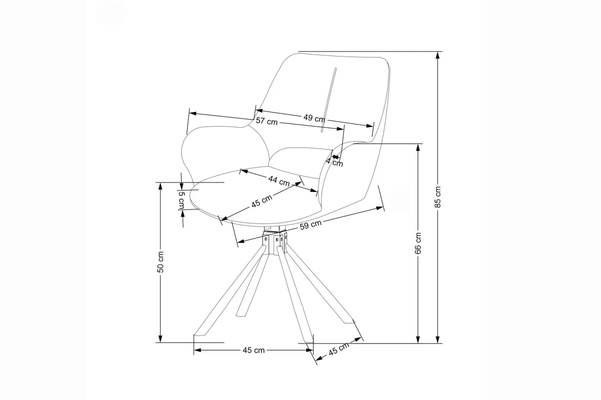 židle čalouněné z obrotowym sedadlem K494 - popelavá / černá