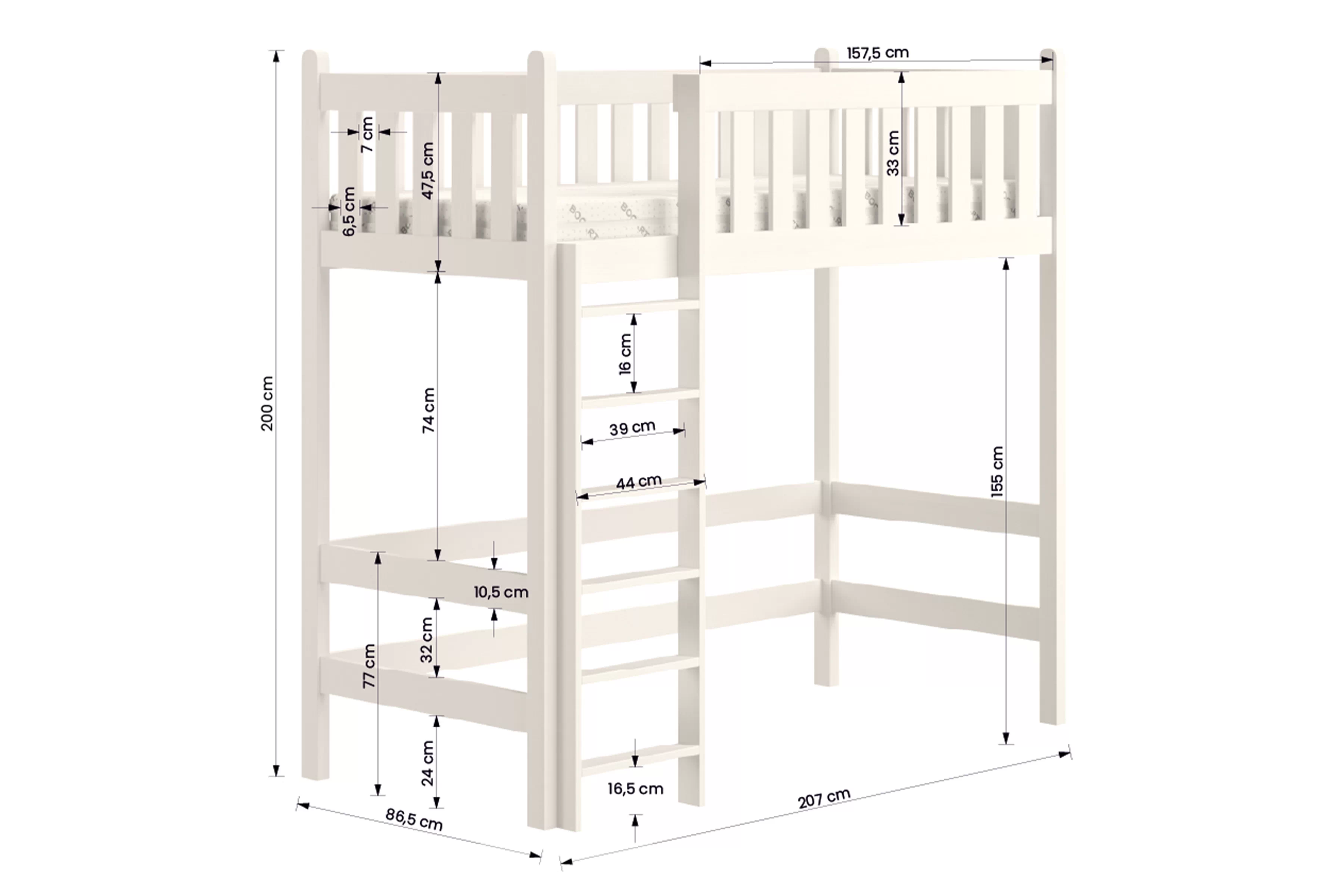 Postel dřevěná Swen 80x200 vyvýšená postel - grafit