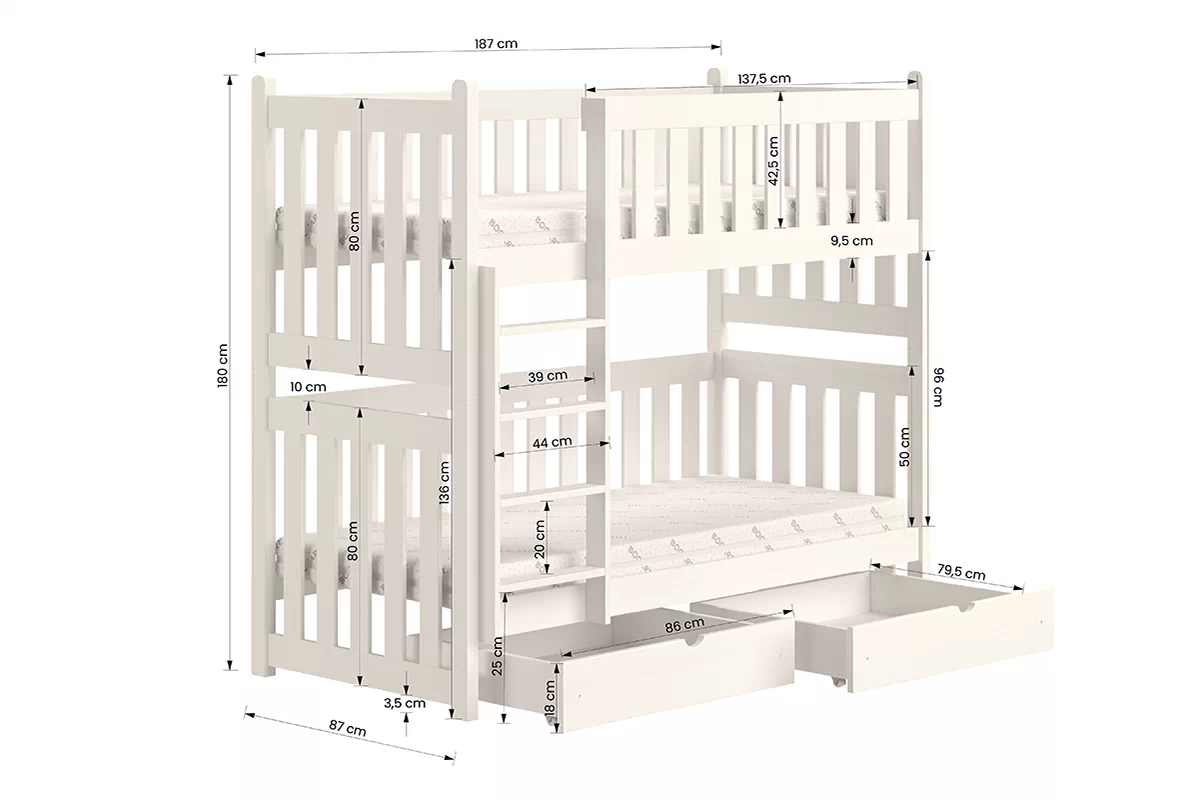 Postel patrová  Swen - černá / 80x180