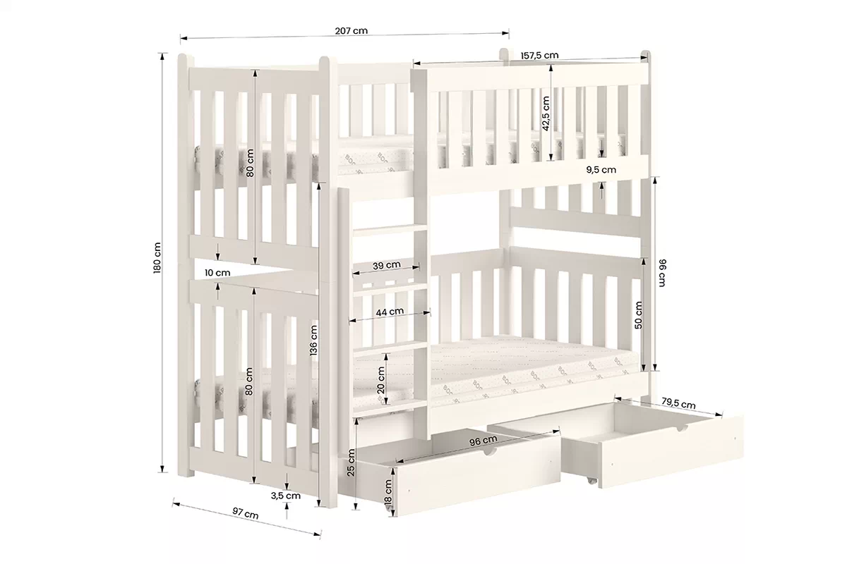 Postel patrová  Swen - černá / 90x200
