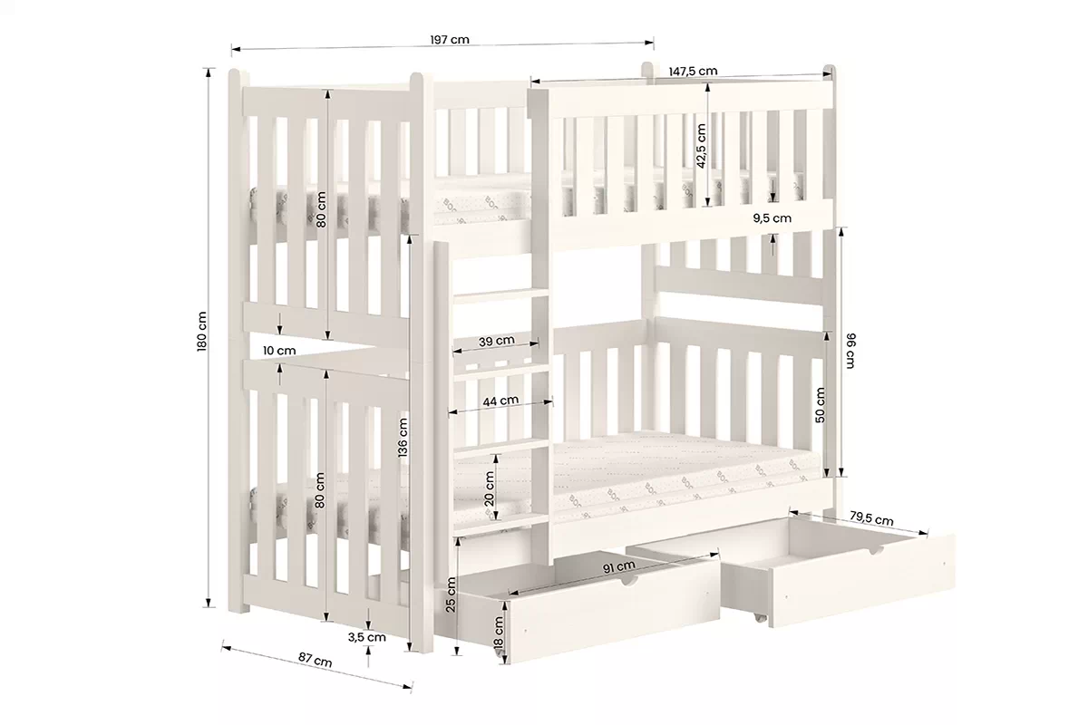 Postel patrová  Swen - šedá / 80x190