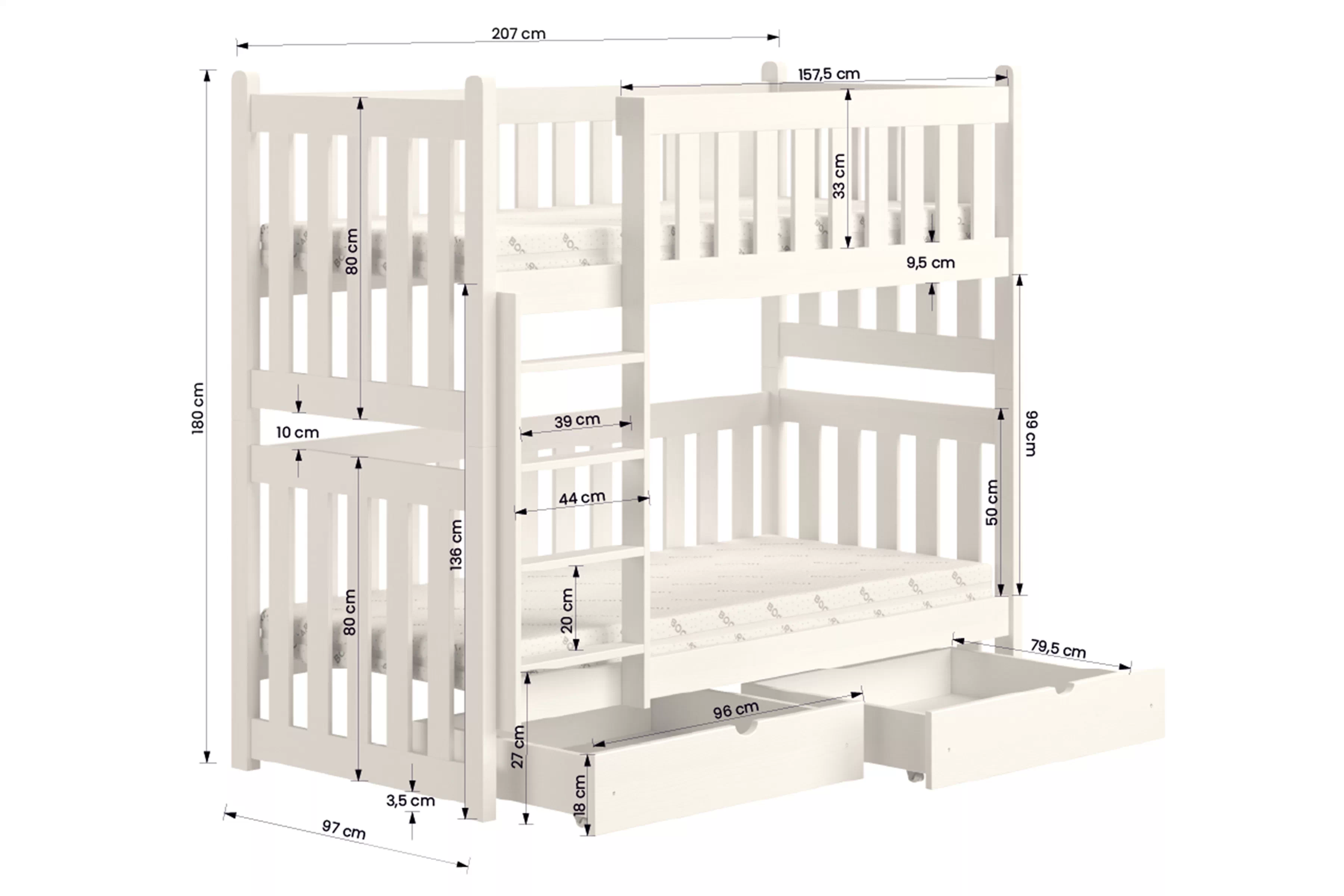 Postel patrová  výsuvná Swen - černá / 90x200
