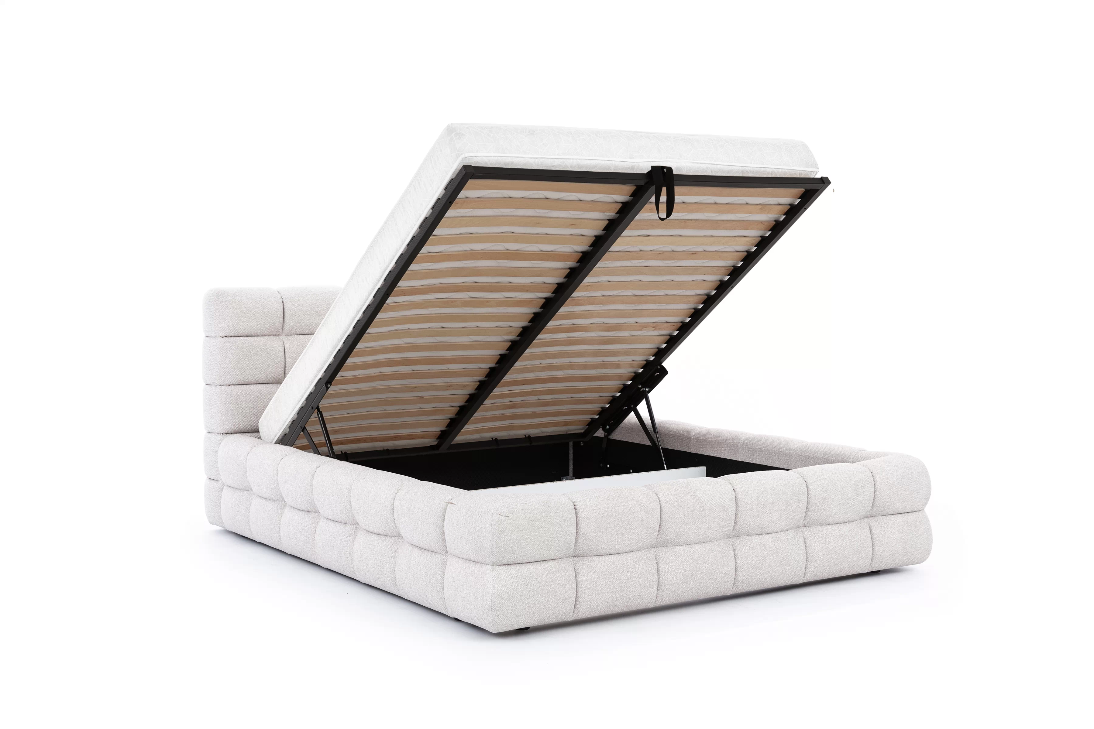 Postel pro ložnice Magnelio Prestige 160x200 s úložným prostorem- béžová potahová látka snadno čistitelný Leo 03