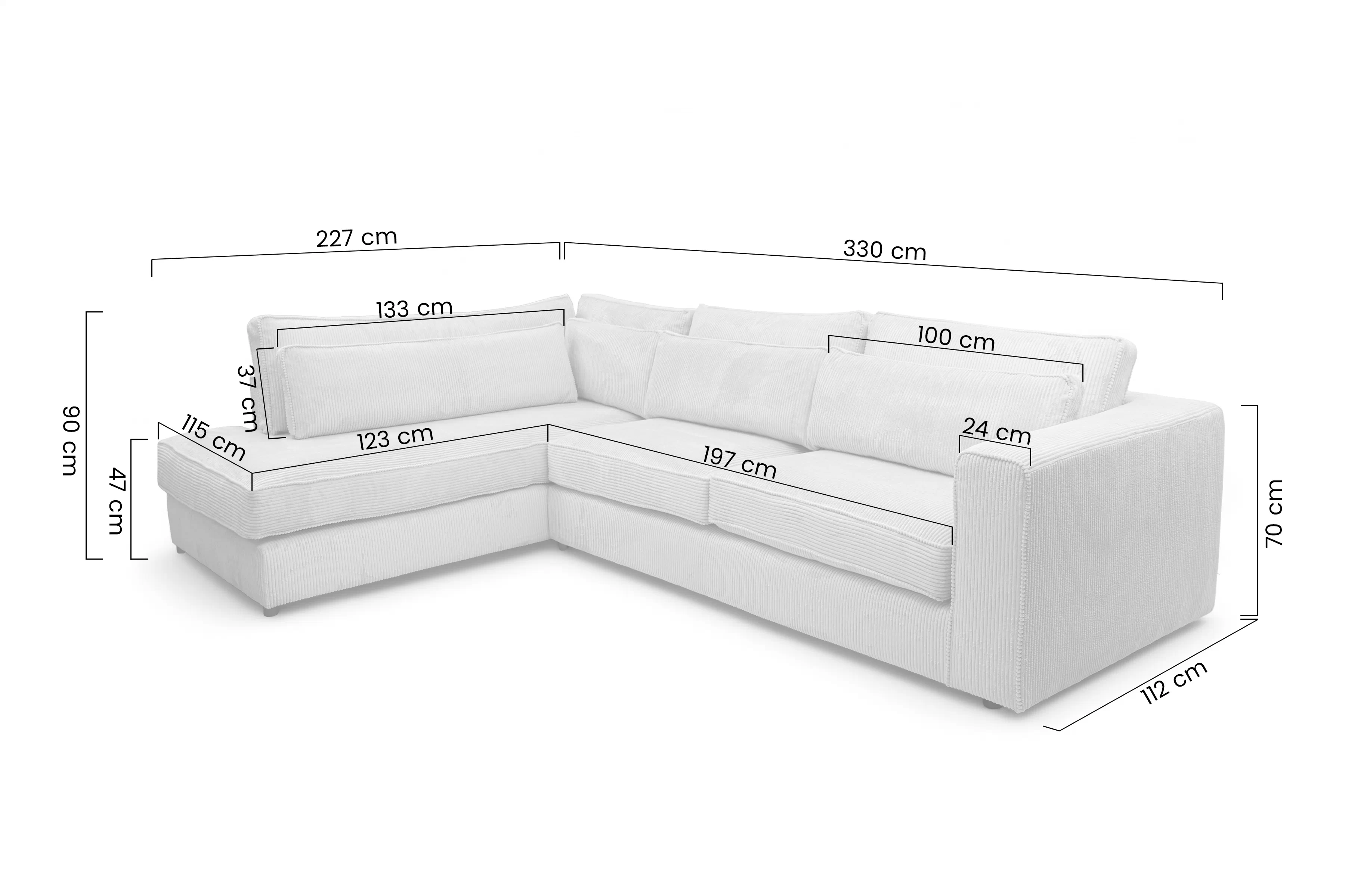 Rohová sedací souprava pro obývacího pokoje Larina levá - jasnobrazowy manšestr Lincoln 17