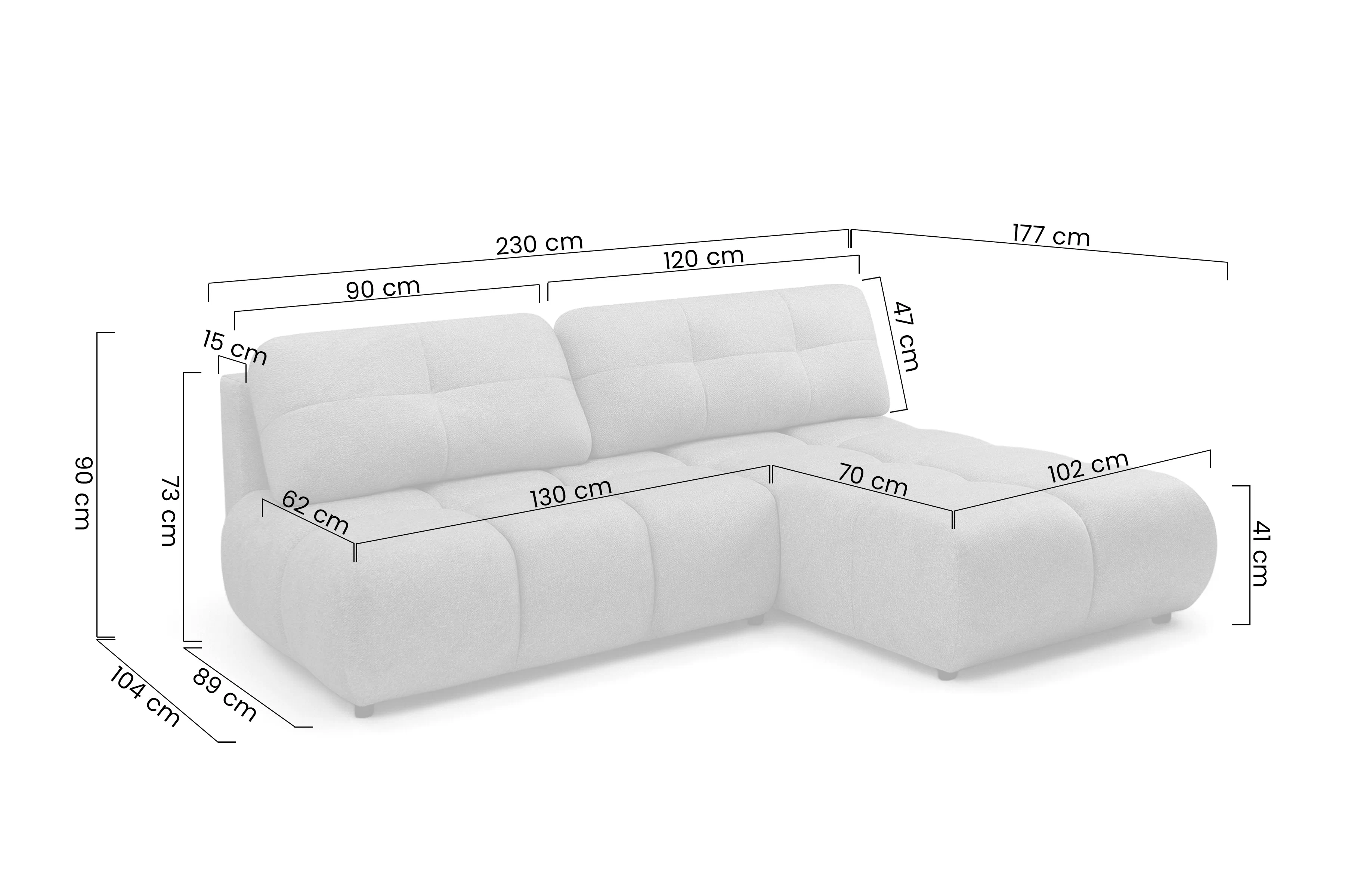 Rohová sedací souprava Lerio rozkládací - jasno béžová Pletenina hydrofobowa Blur 02
