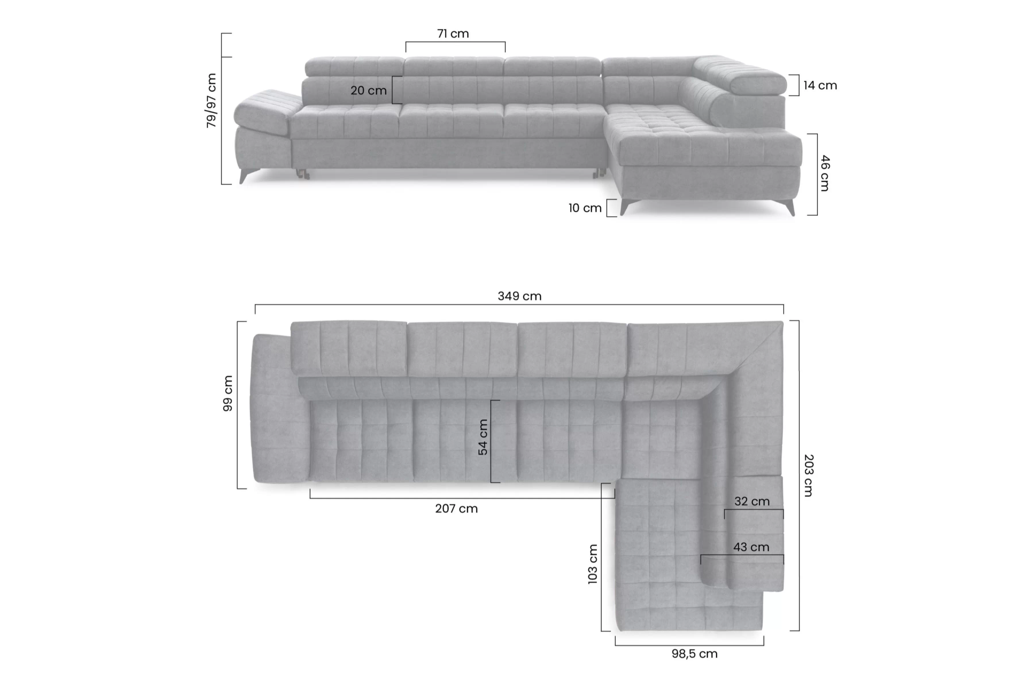 Rohová sedací souprava levá Valoris Maxi rozkládací - šedá šenil Perfect Harmony 85