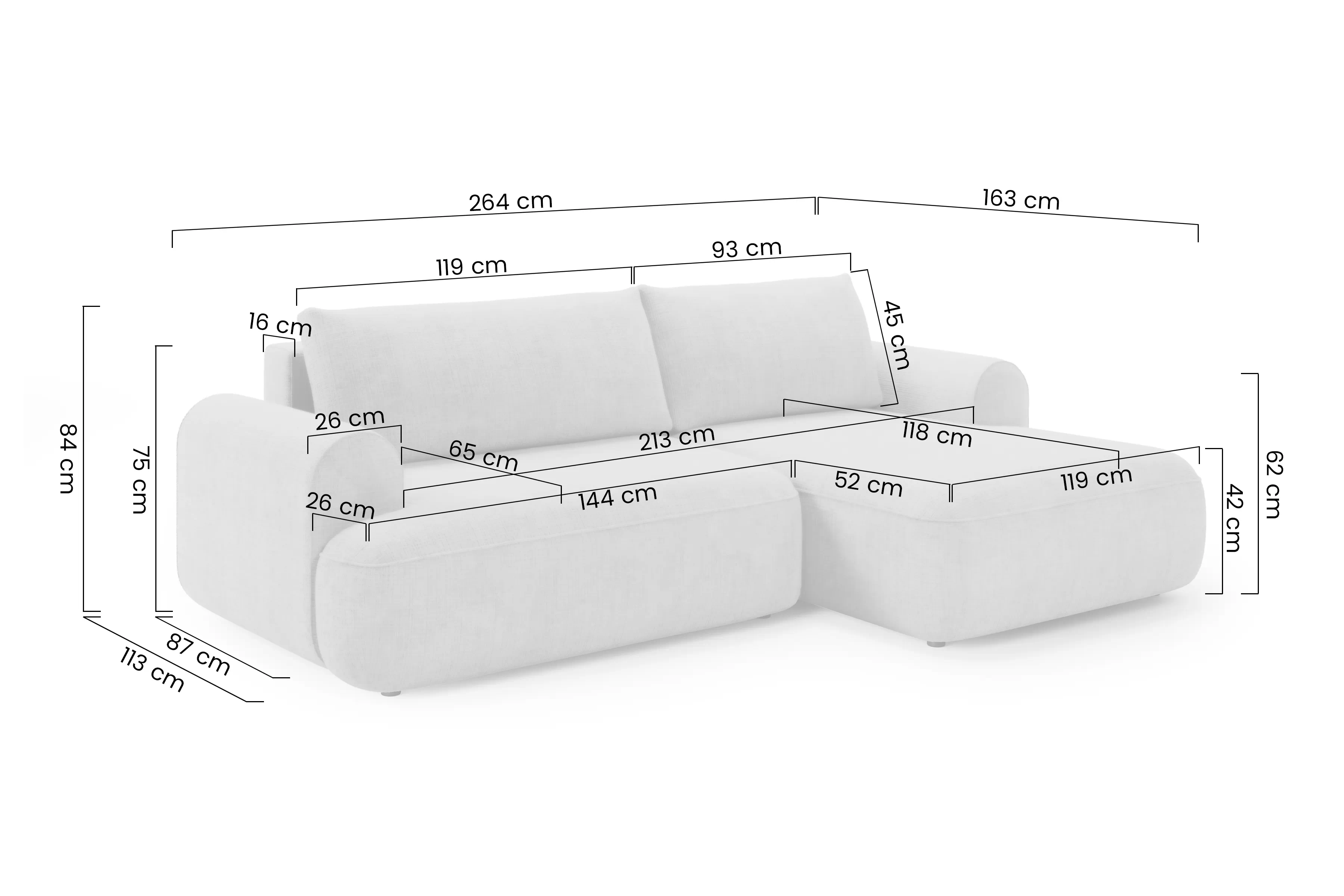 Rohová sedací souprava Lotulis Mini rozkládací pravá - kremowa boucle Catch Me 01