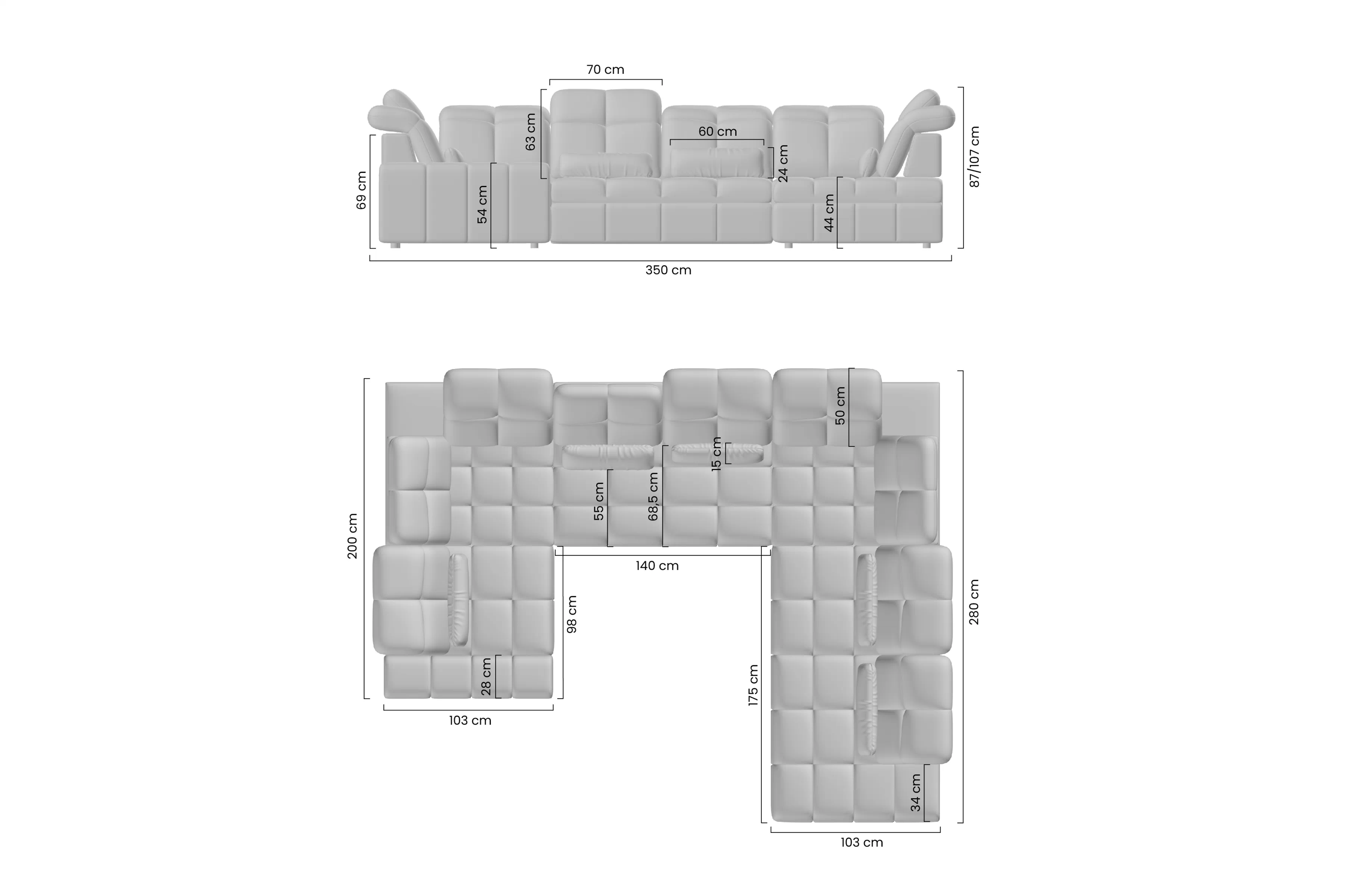 Rohová sedací souprava z elektricky wysuwanym sedadlem i i funkcja spaní Magnelio U
