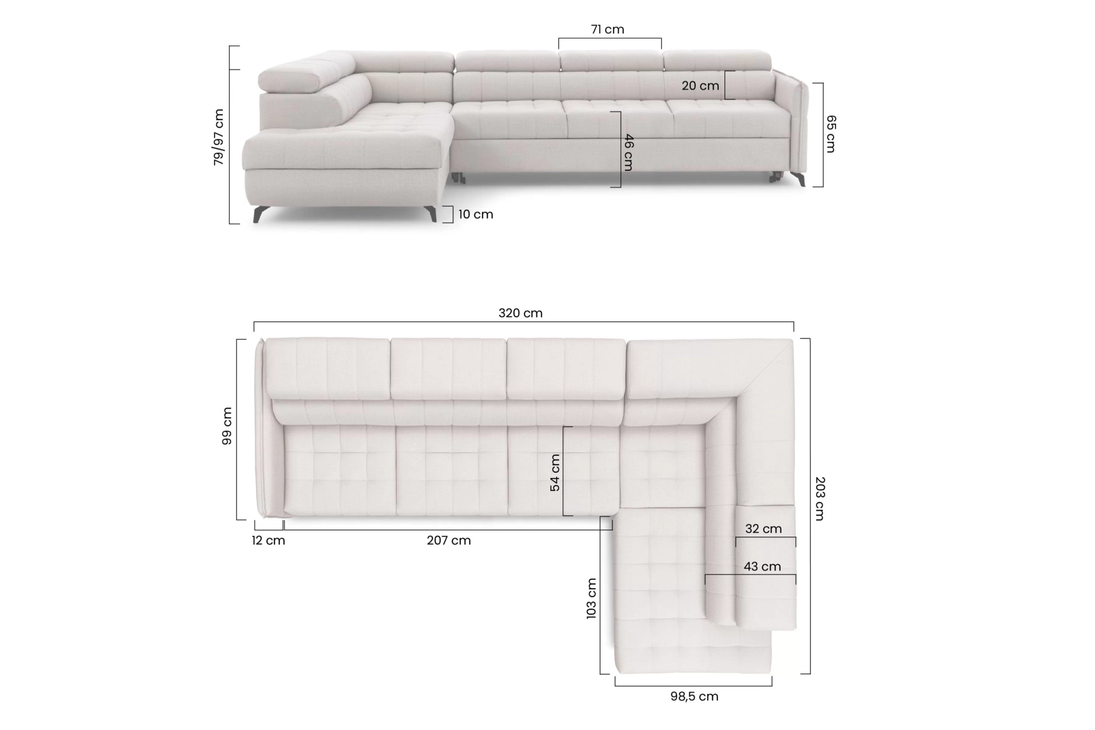 Rohová sedací souprava rozkládací Elarias Maxi levá - šedá šenil Perfect Harmony 85 - Limitowana oferta