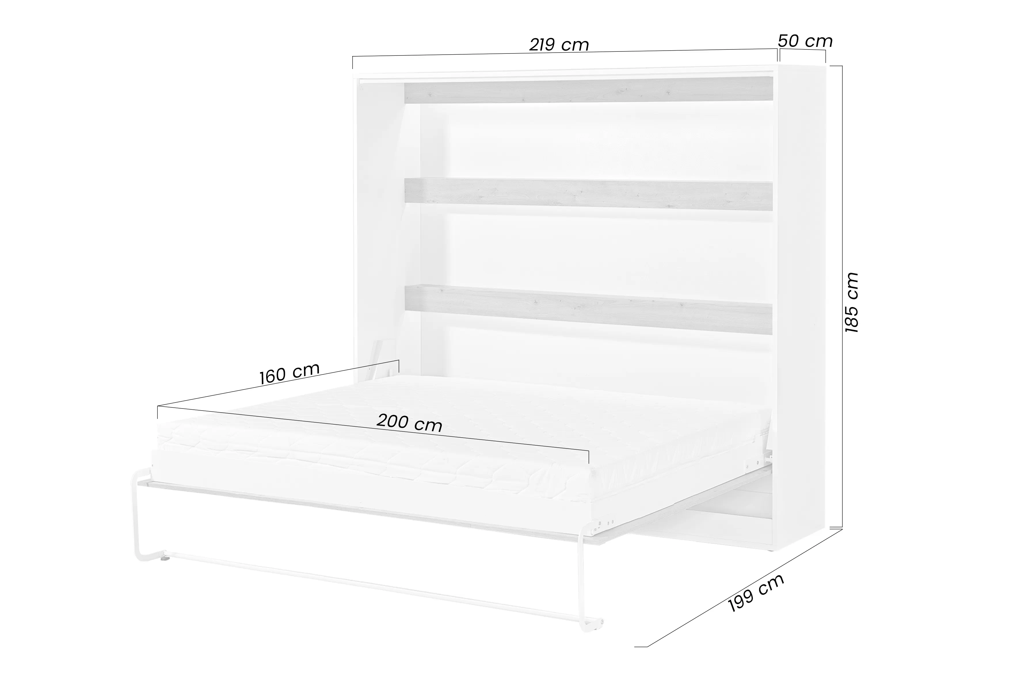 Polkotapczan horizontální Lomaro 160x200 - bílá / uchwyt černá 