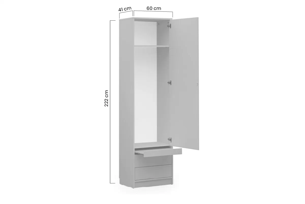 Regál Basic 60 cm se zásuvkami pro polkotapczanu - bílý lesk
