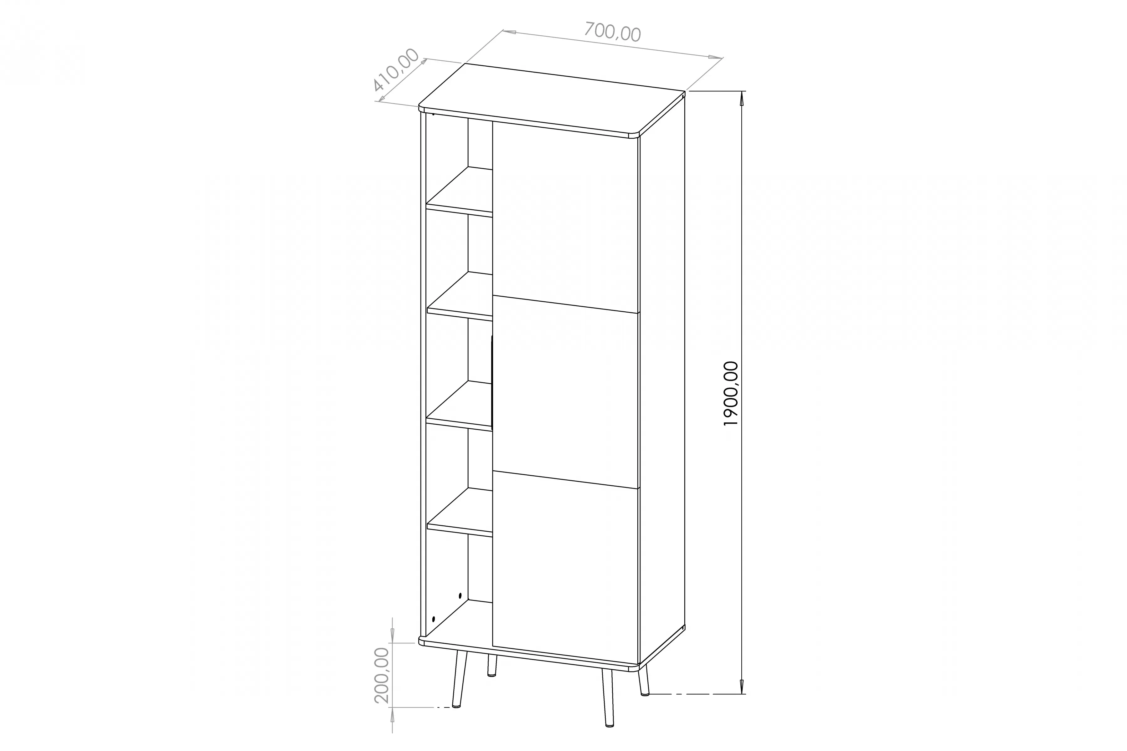 Regál Eterio 70 cm - captains deck / černá grafit