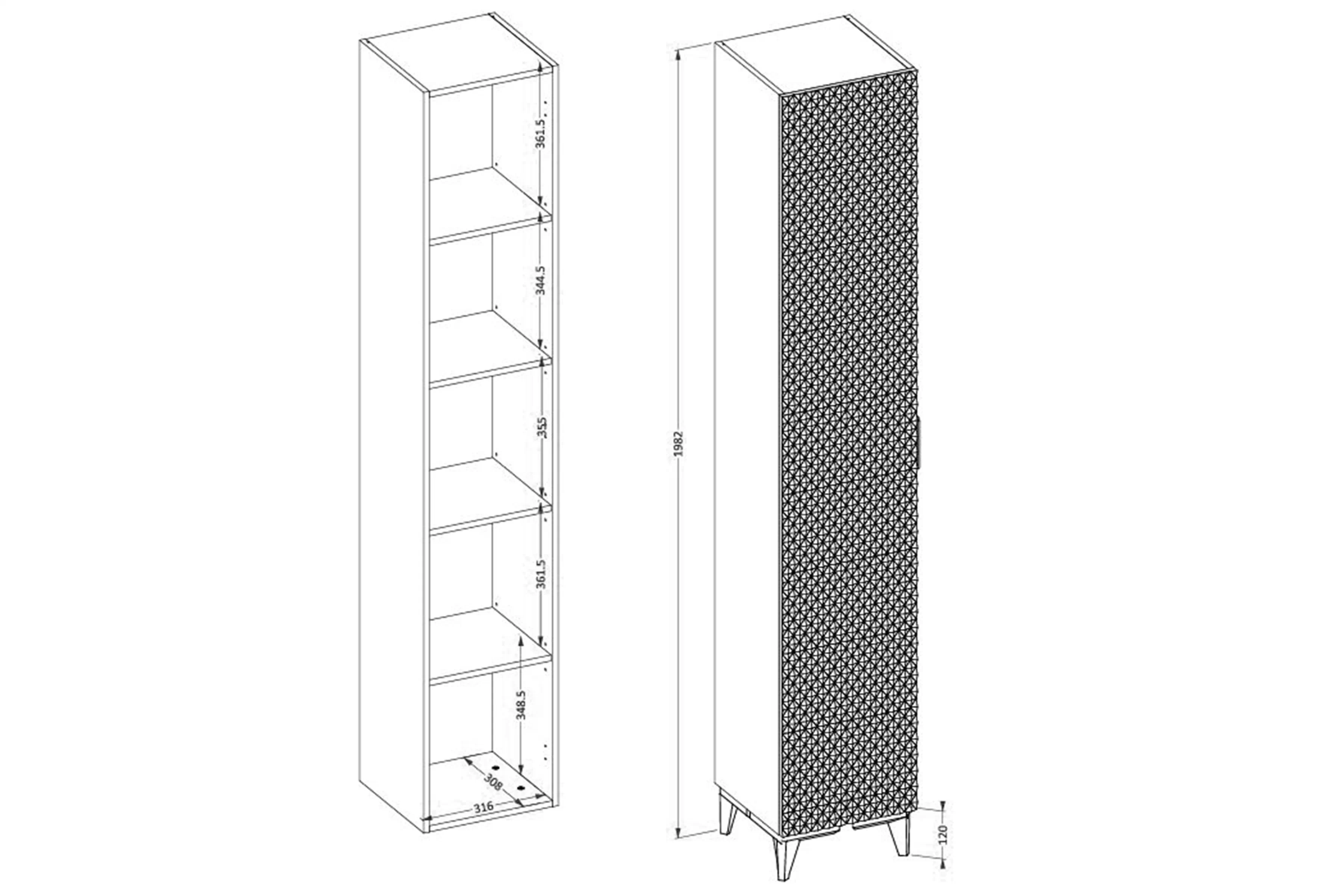 Regál lazienkowy Laura 35 cm - bílá / bílá mat piramidki
