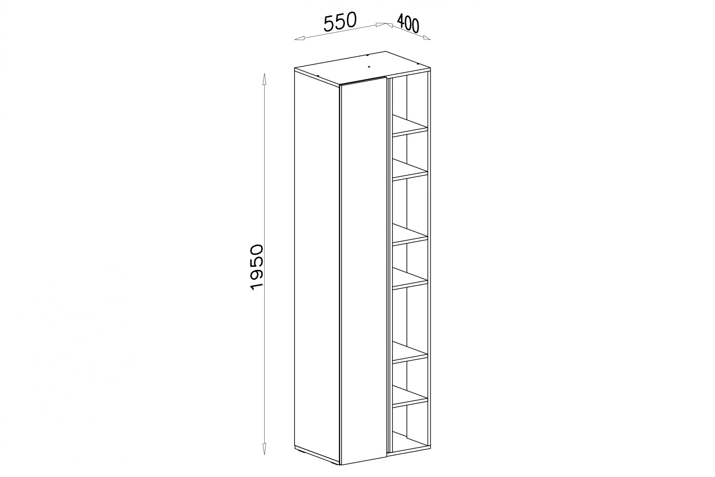 Regál Studentský Luca 4 - 55 cm - bez Pískový / dub olejowany