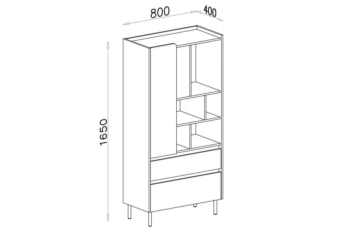 Regál Studentský Luca 6 - 80 cm - bez Pískový / dub olejowany