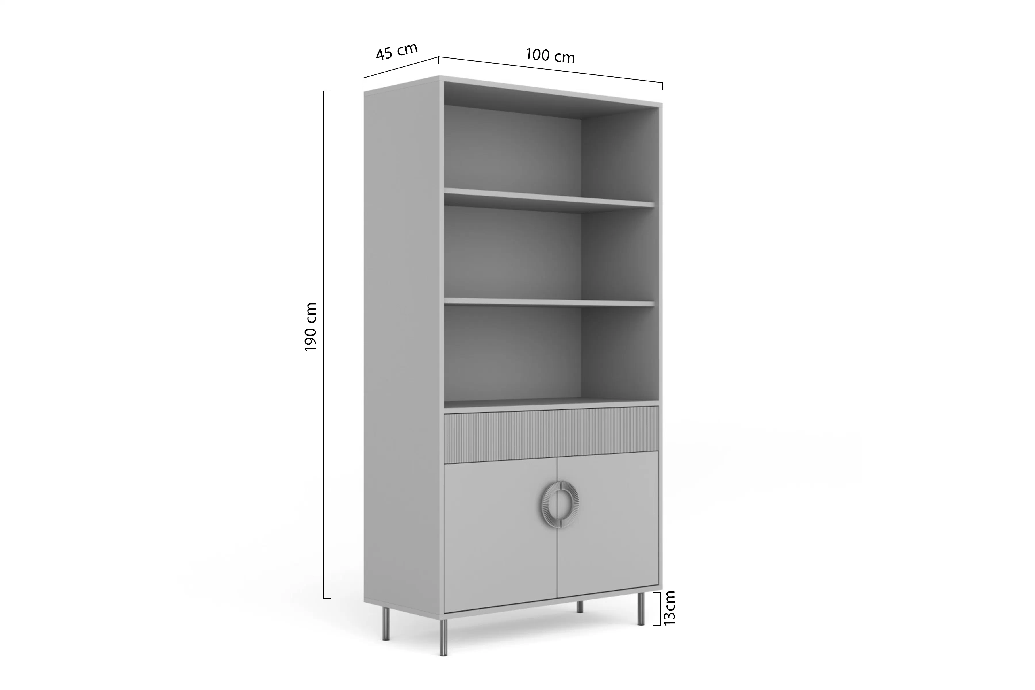 Regál Nubo 100 cm podwojny z szuflada - kašmír / zlatá