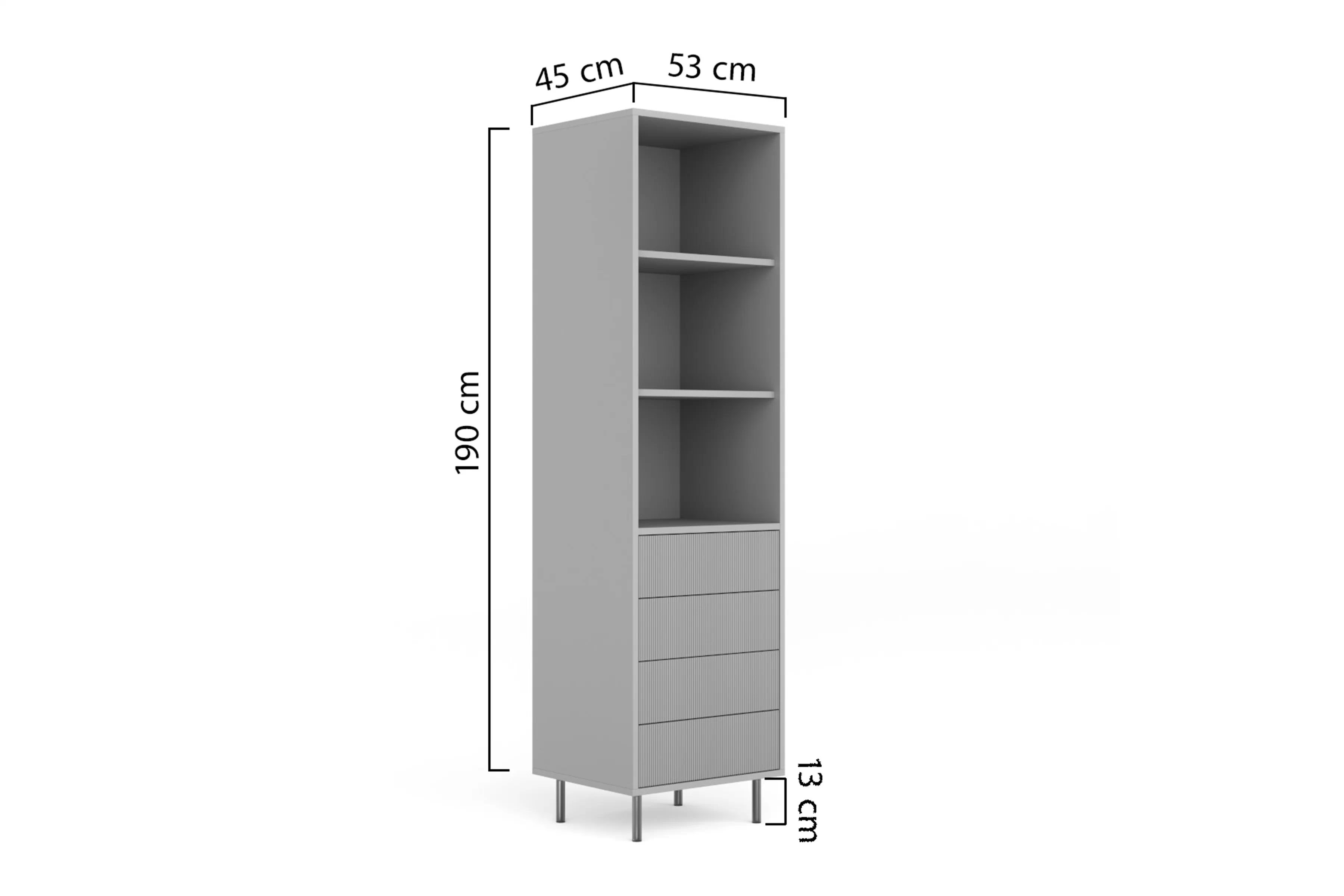 Regál Nubo 53 cm se zásuvkami - kašmír / černé nožičky