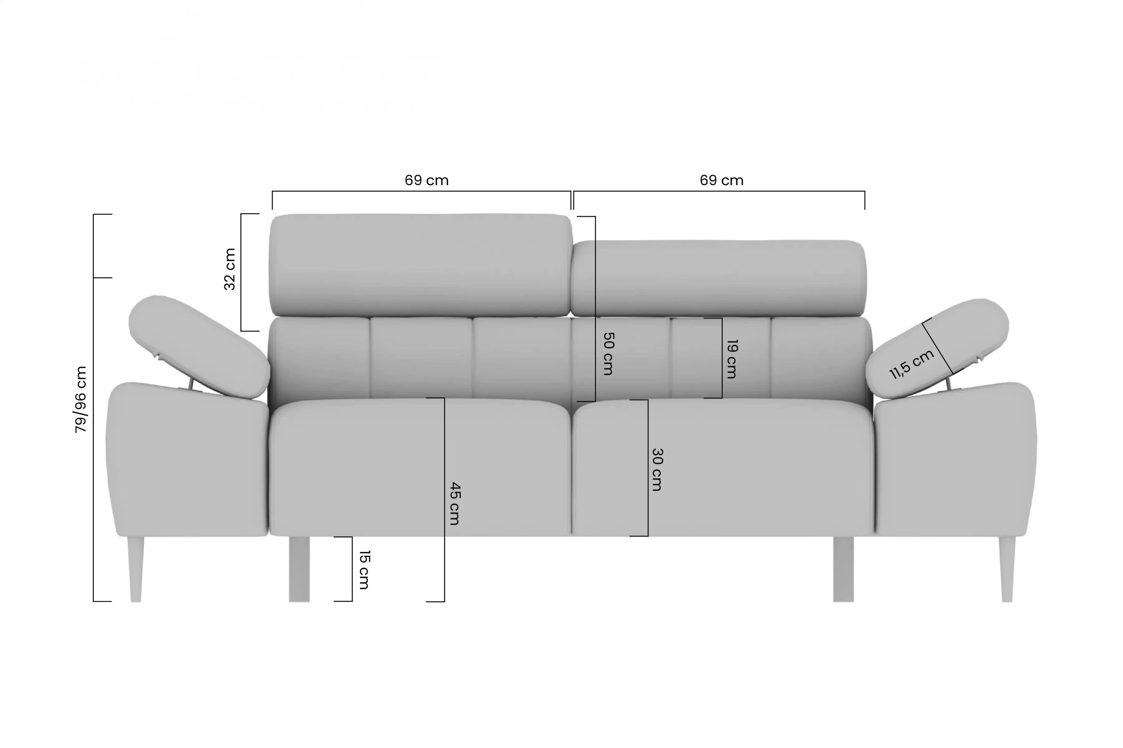 Pohovka dvoumístná z elektricky wysuwanym sedadlem Taloria II 