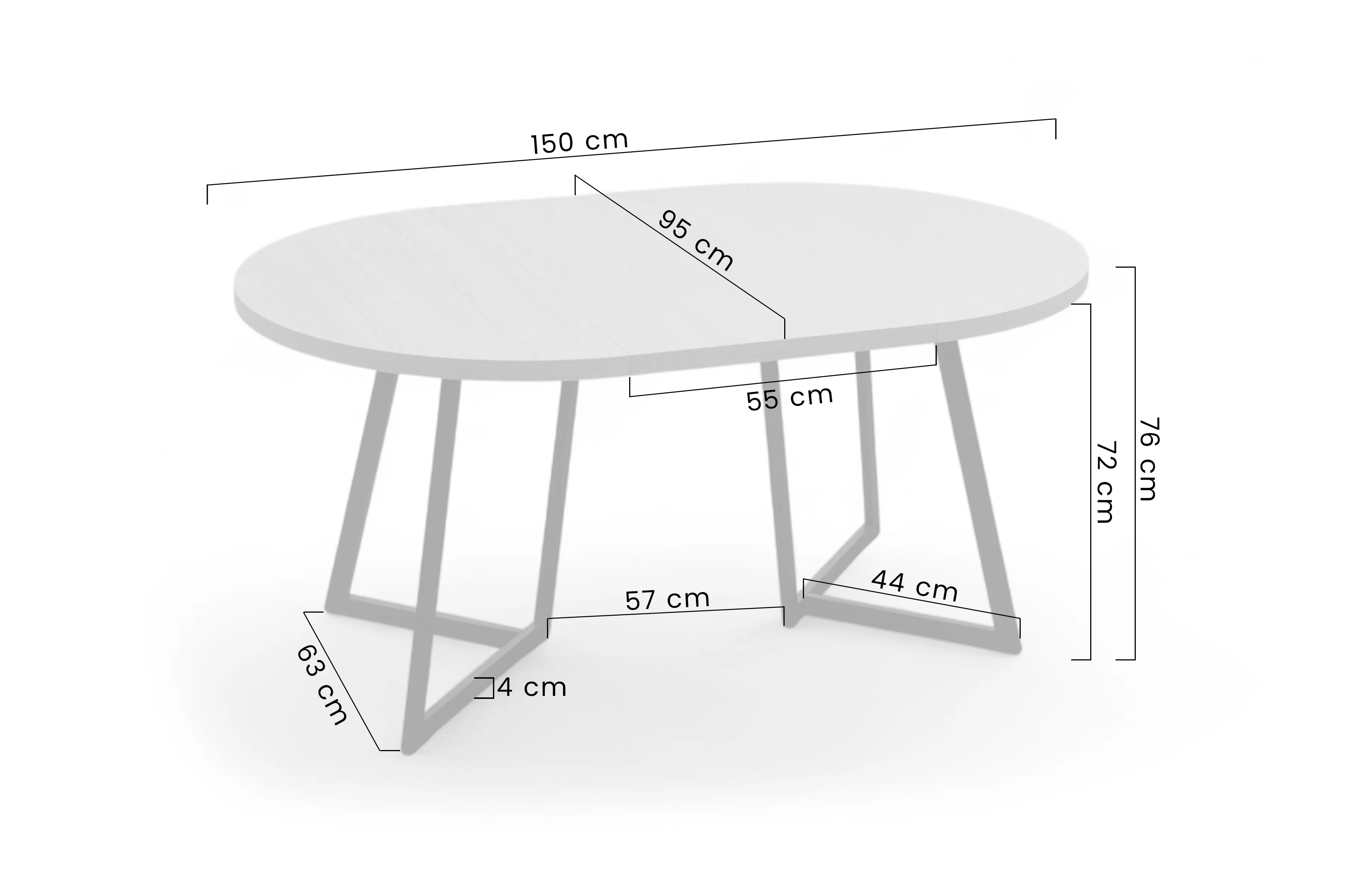Stůl Cedrus Rozeta 95/150 cm loftový rozkladany - dub belmont / černá