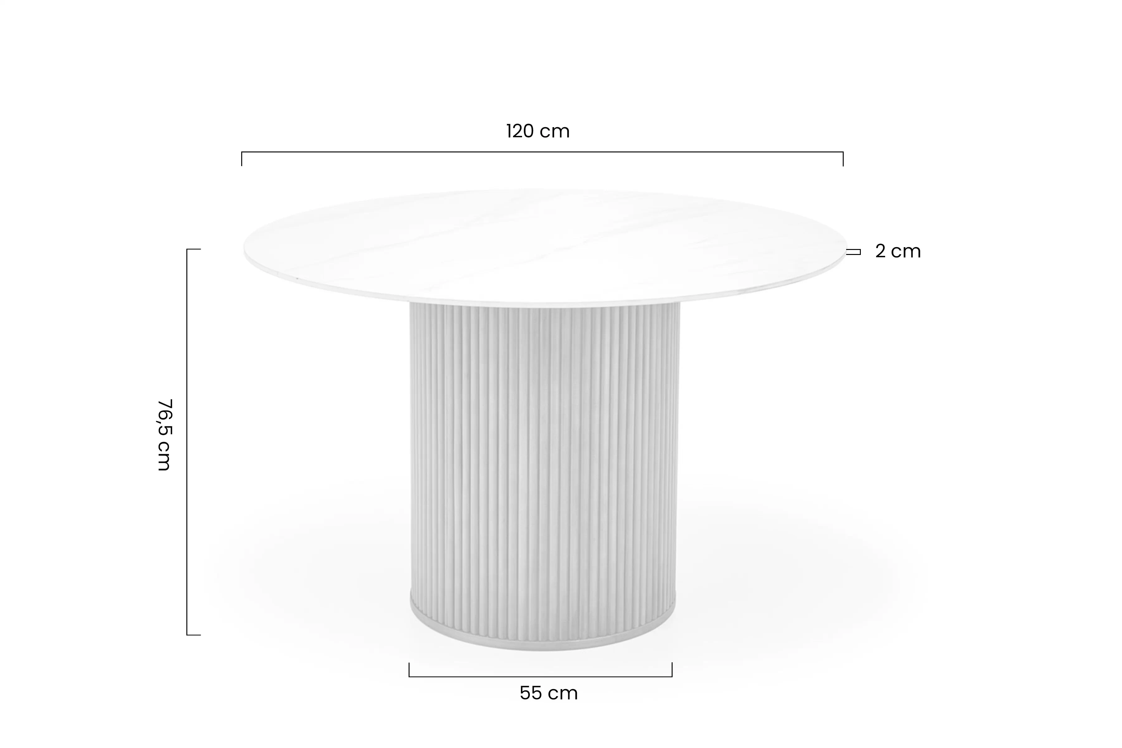 Stůl okragly Bruno 120 cm - bílá mramor / ořech