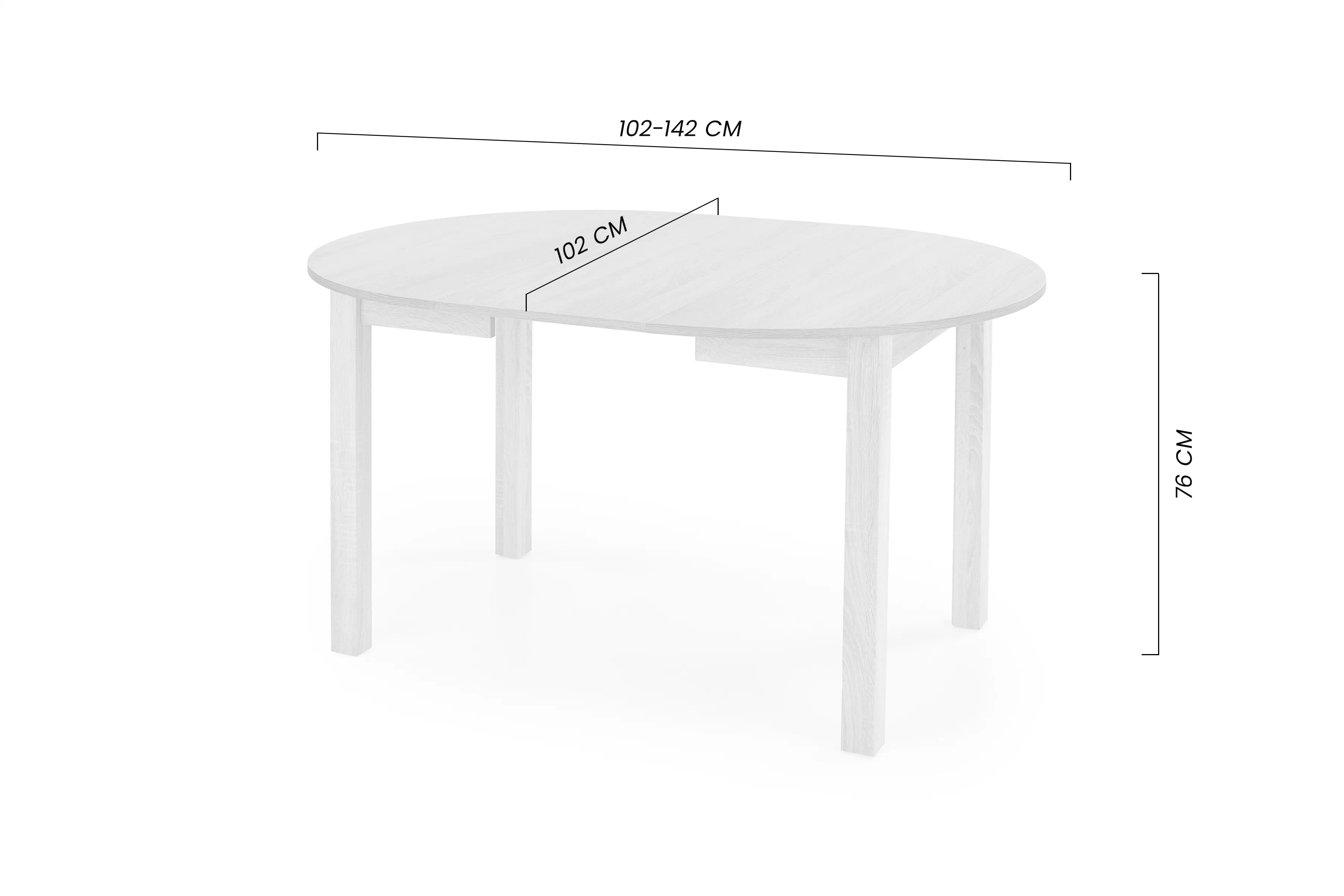 Stůl okragly Neryt 102-142x102 cm rozkladany - dub artisan