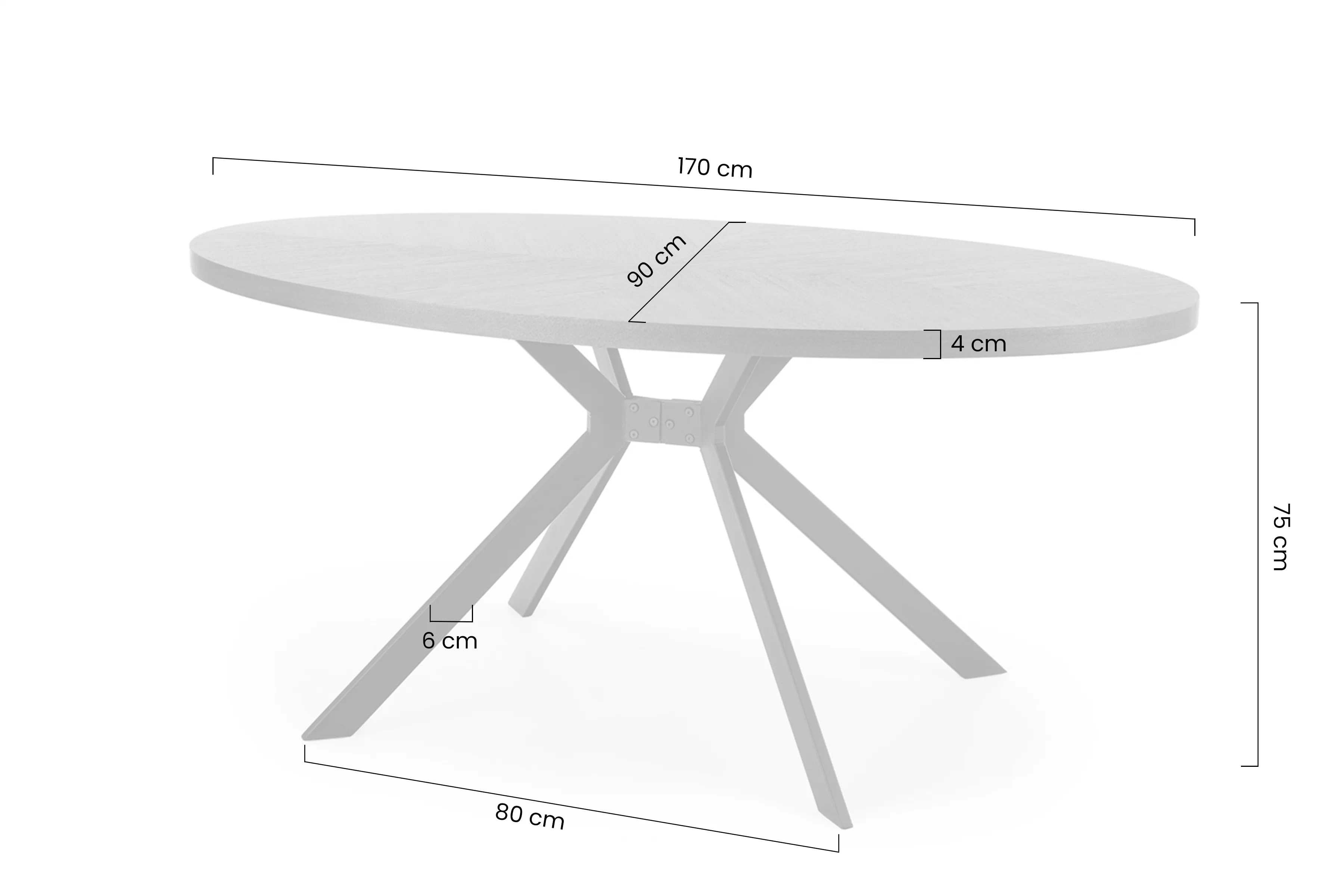 Stůl owalny Locarno 170x90 cm - ořech / černá