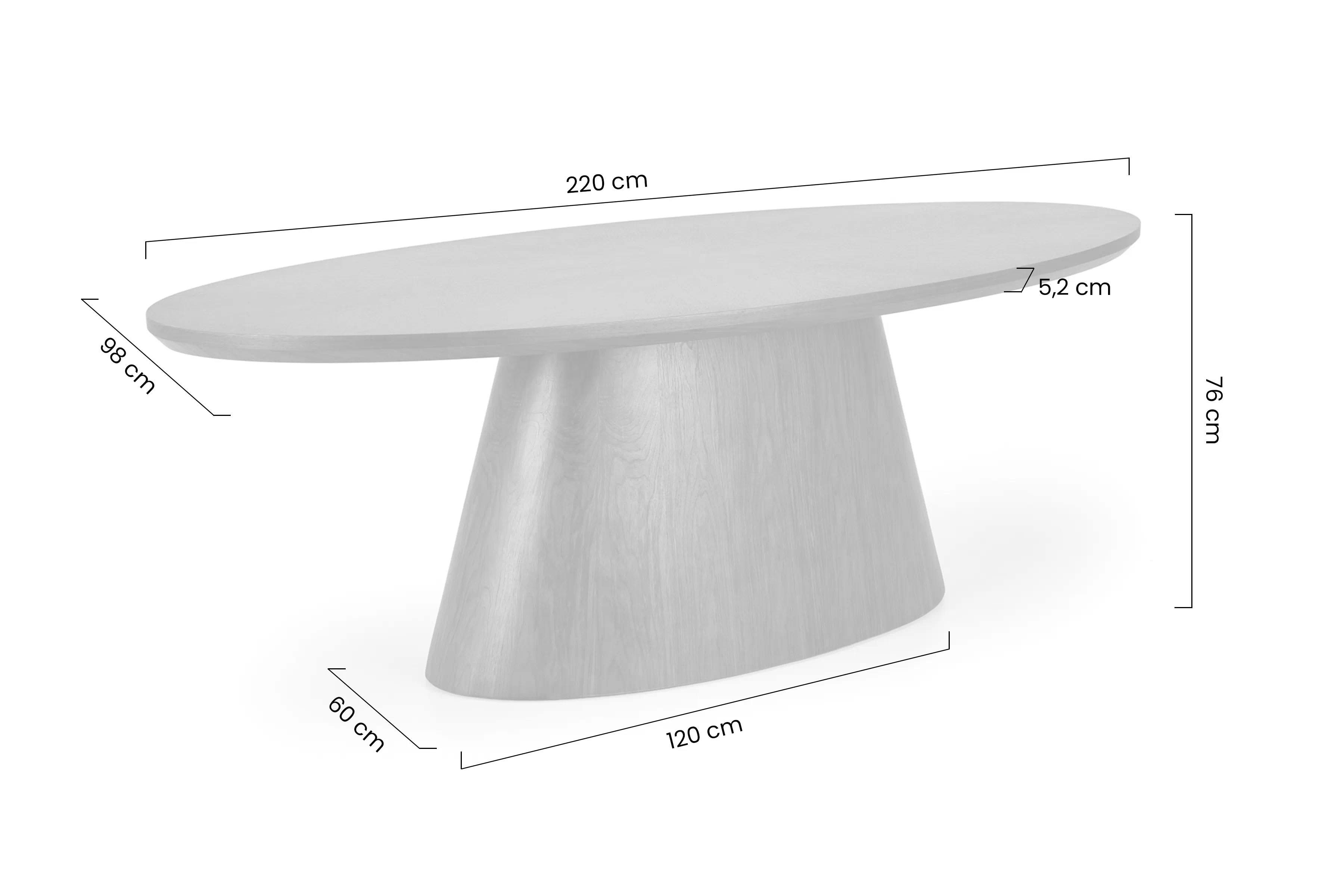 Stůl owalny Lunver 220x98 cm - ořech