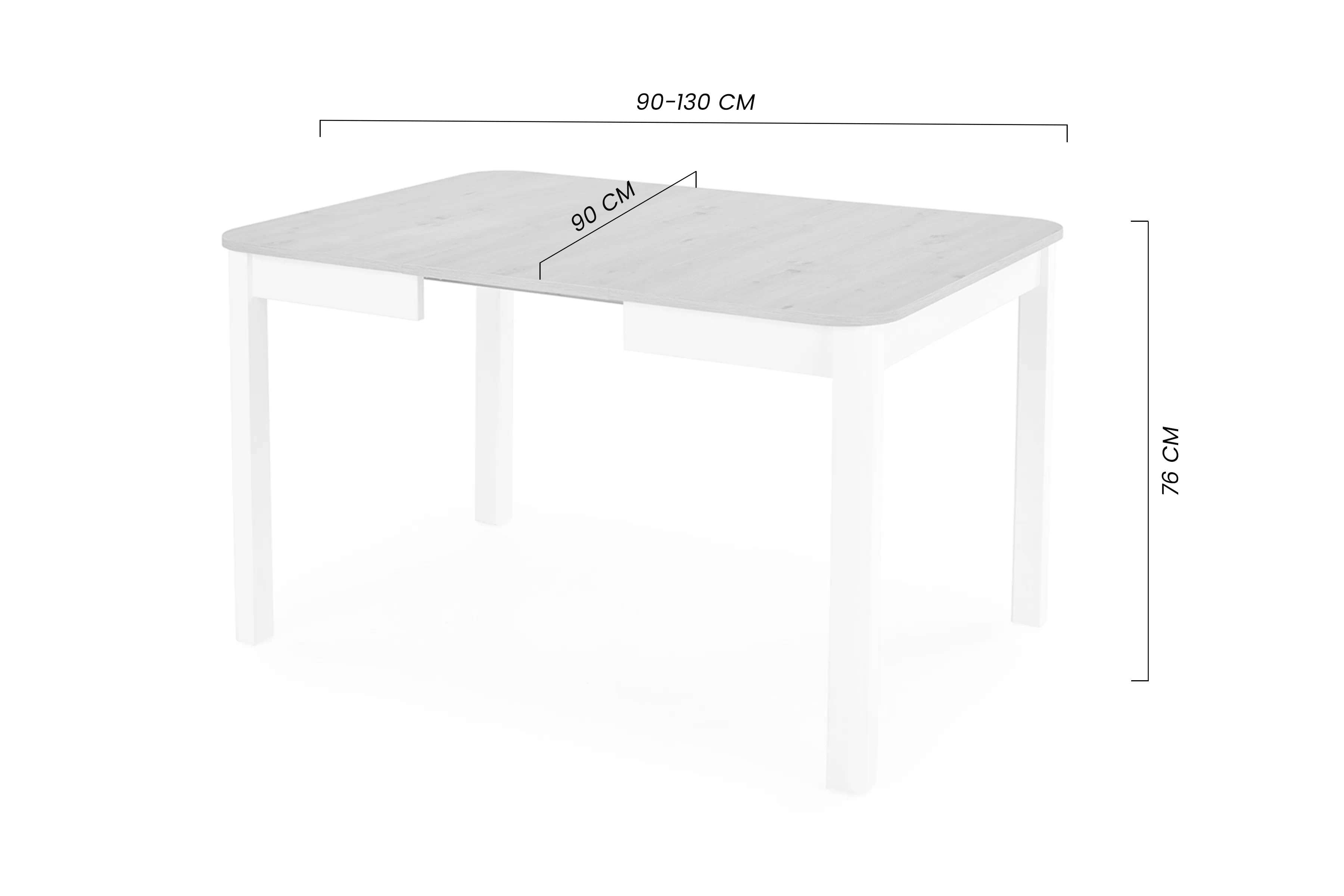 Stůl rozkladany Biatro 90-130x90 - dub artisan / bílá