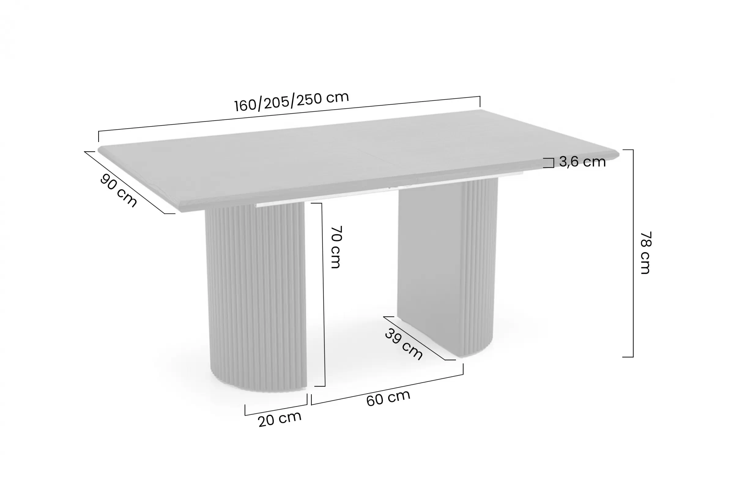 Stůl rozkladany Lorero 160-250x90 cm - dub přírodní / černá
