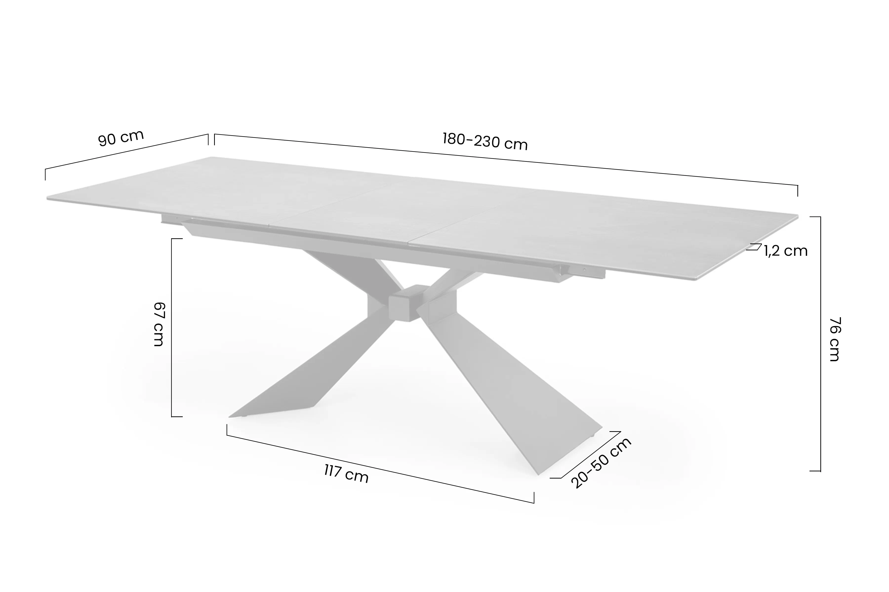 Stůl rozkladany Luciano 180x230x90 cm - modrá mramor / černá