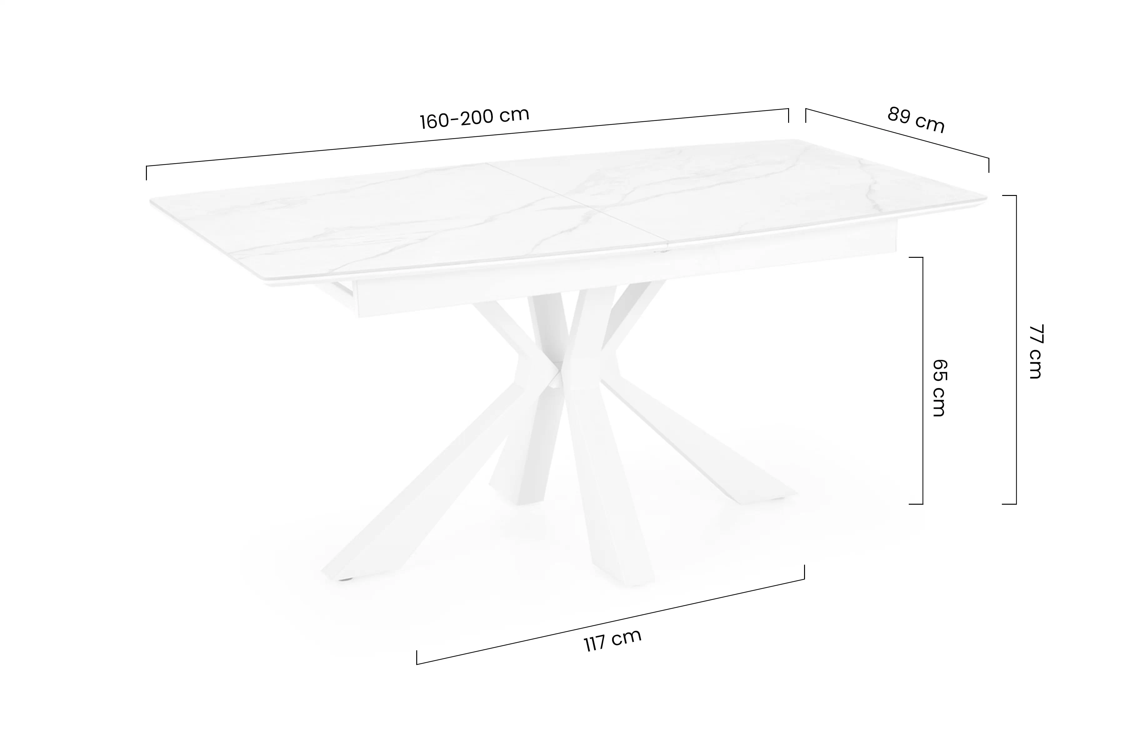 Stůl rozkladany Nolvari 160-200x89 cm - bílá mramor