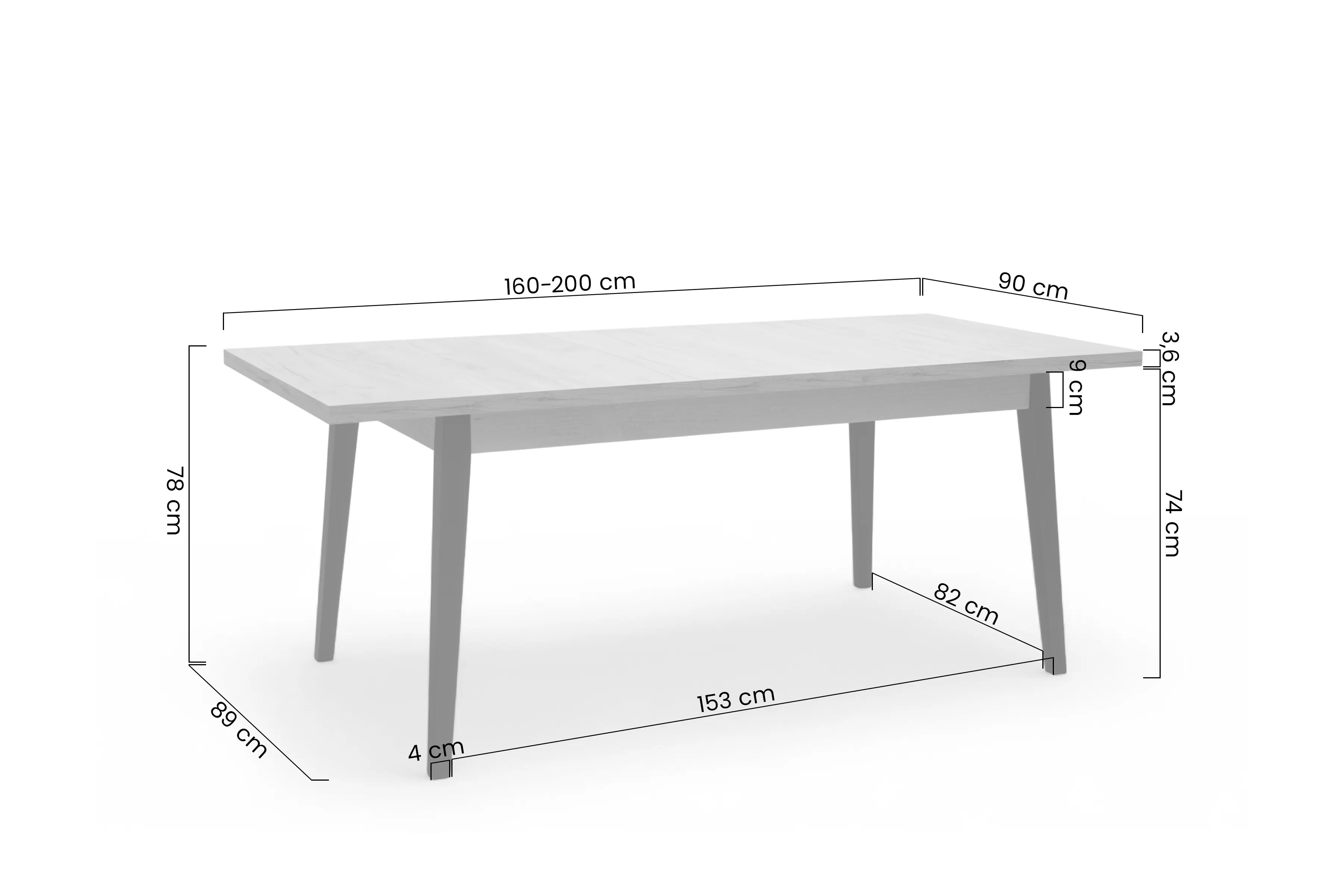 Stůl rozkladany Paris 160-200x90 cm - dub craft / černé nožičky