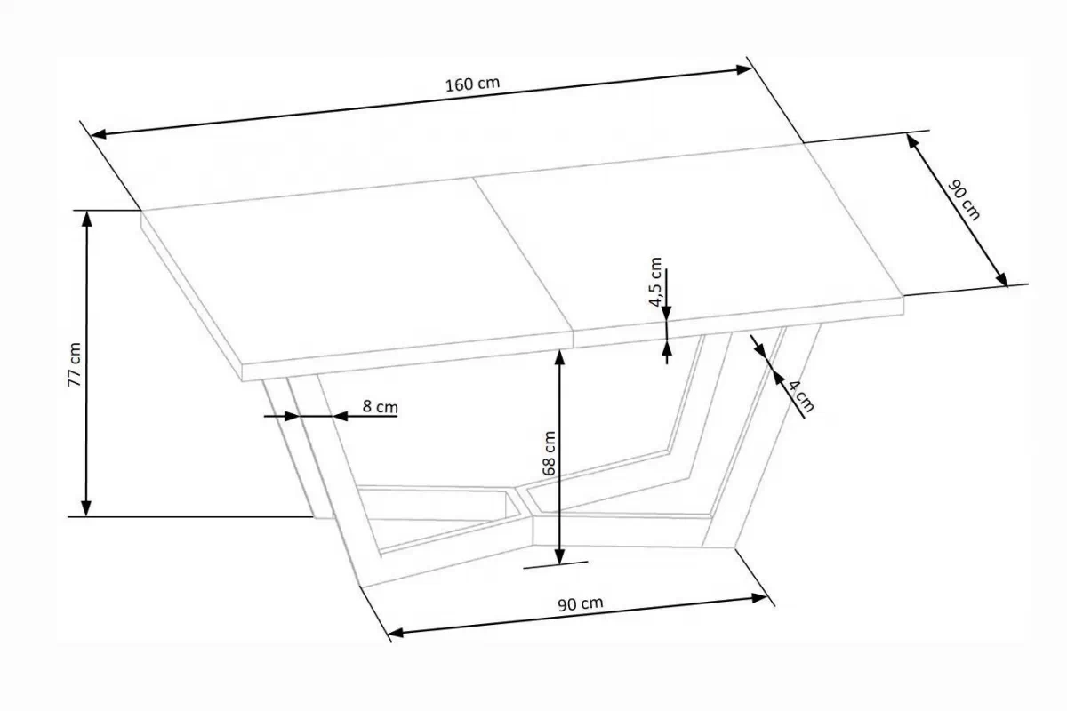 Stůl rozkladany Salvio 160-250x90 cm dřevo - dub přírodní