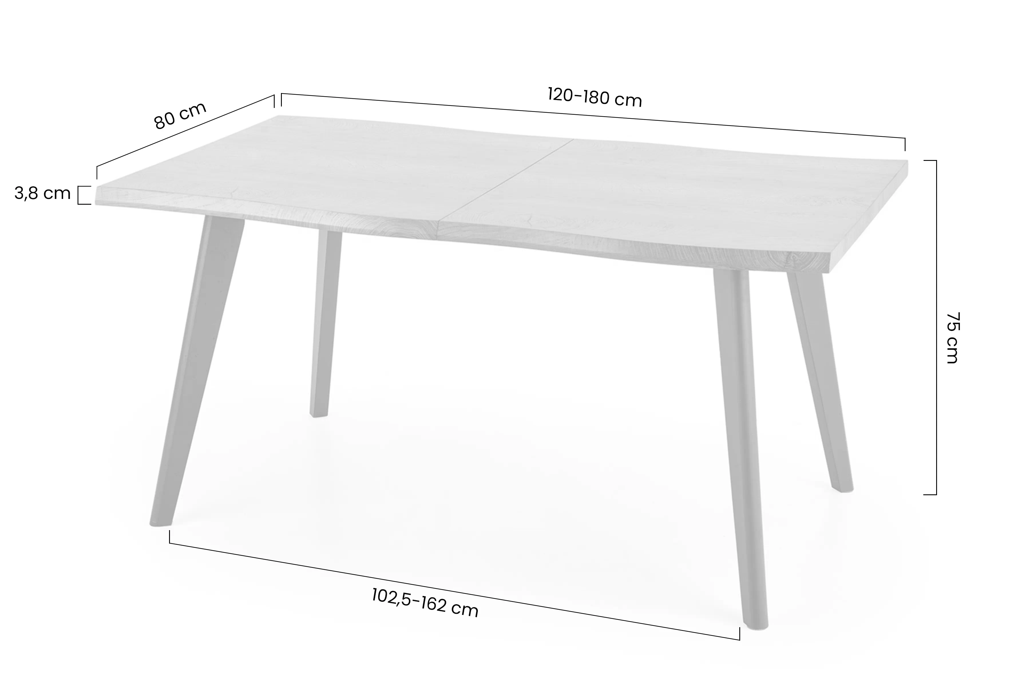 Stůl rozkladany Sanvi 120-180x80 cm - dub přírodní / černá