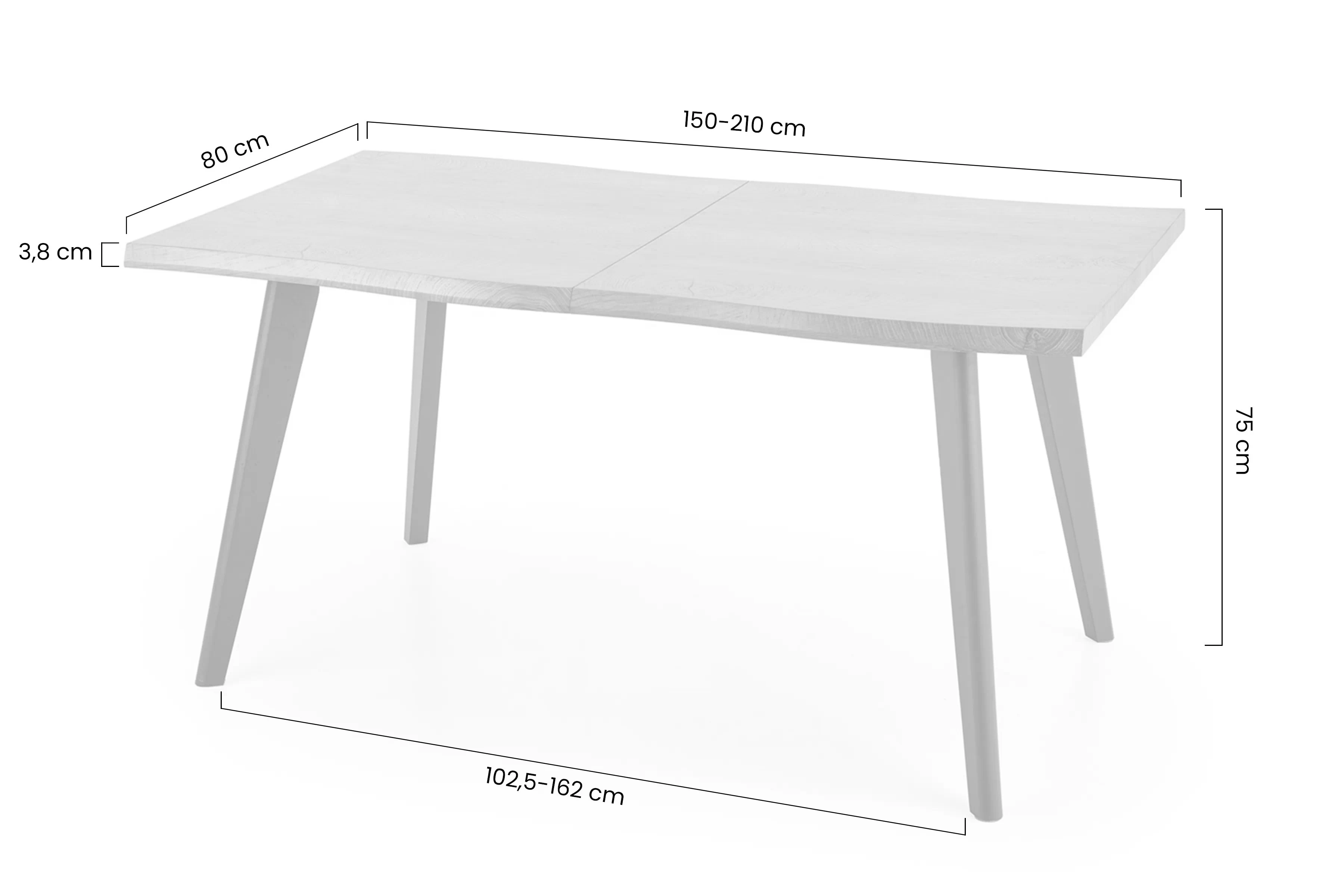 Stůl rozkladany Sanvi 150-210x90 cm - dub přírodní / černá