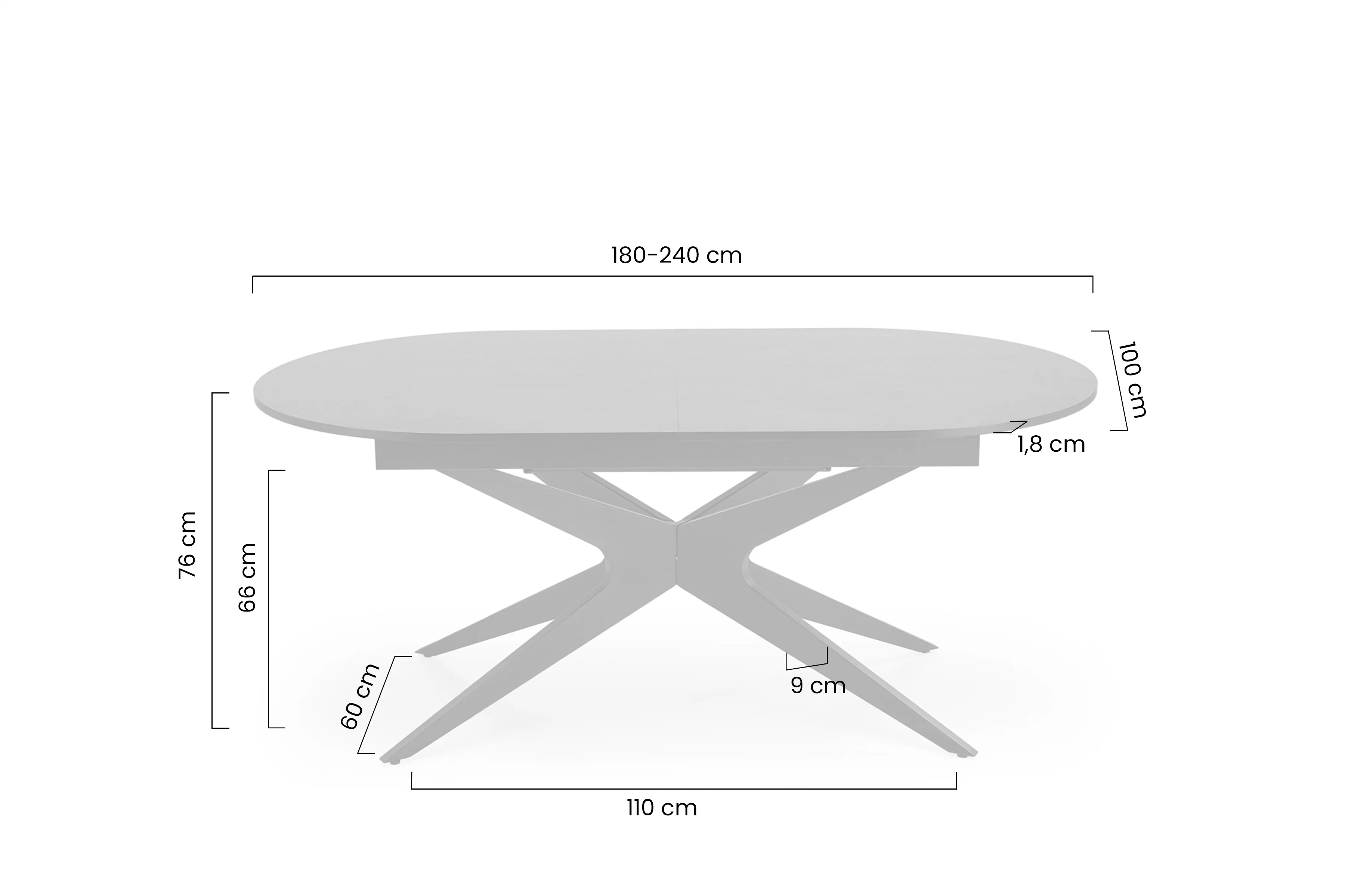 Stůl rozkladany Selvio 180-240 x 100 cm - černá