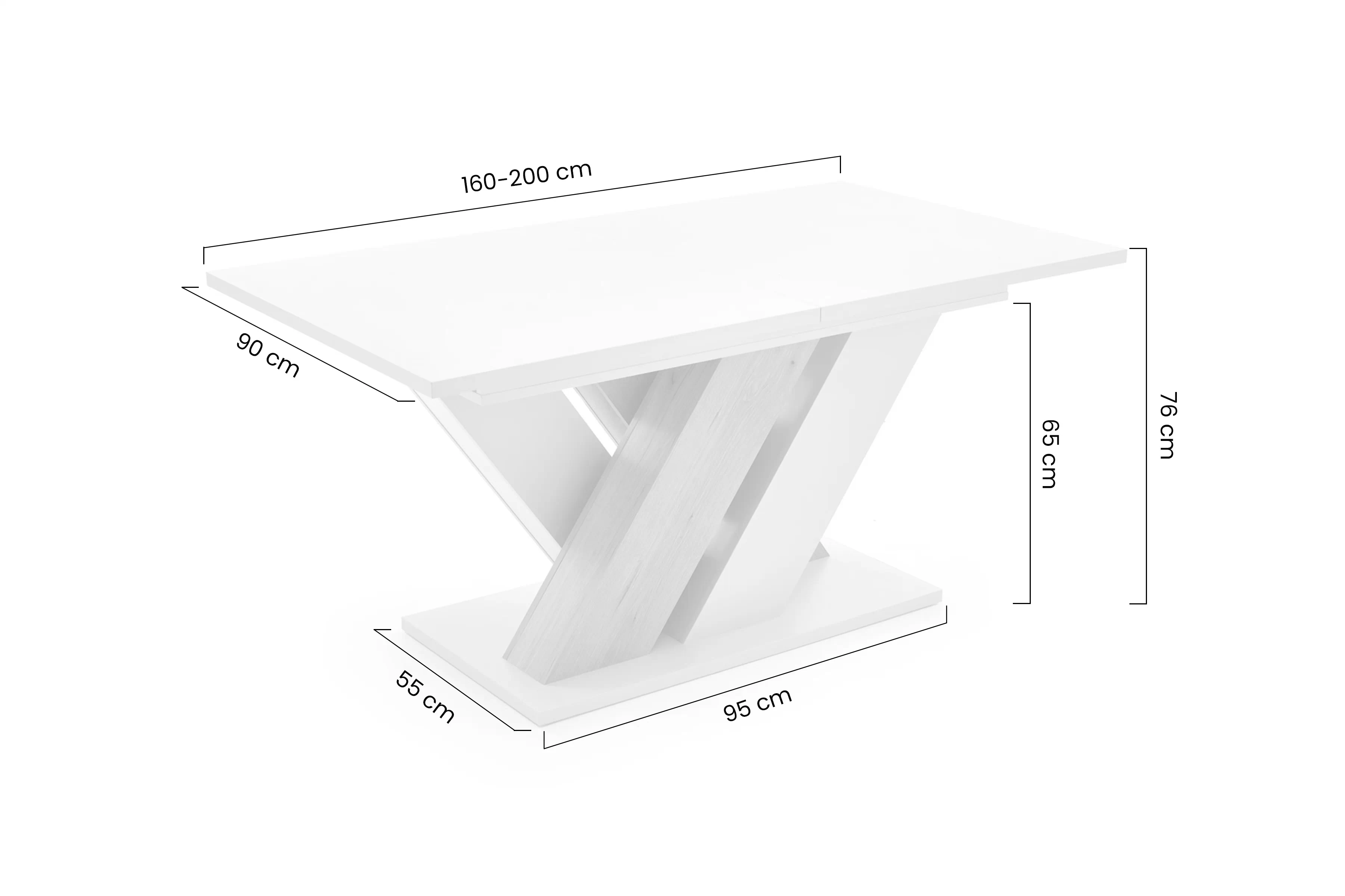 Stůl rozkladany Silvano 160-200x90 cm - kašmír / dub cremona