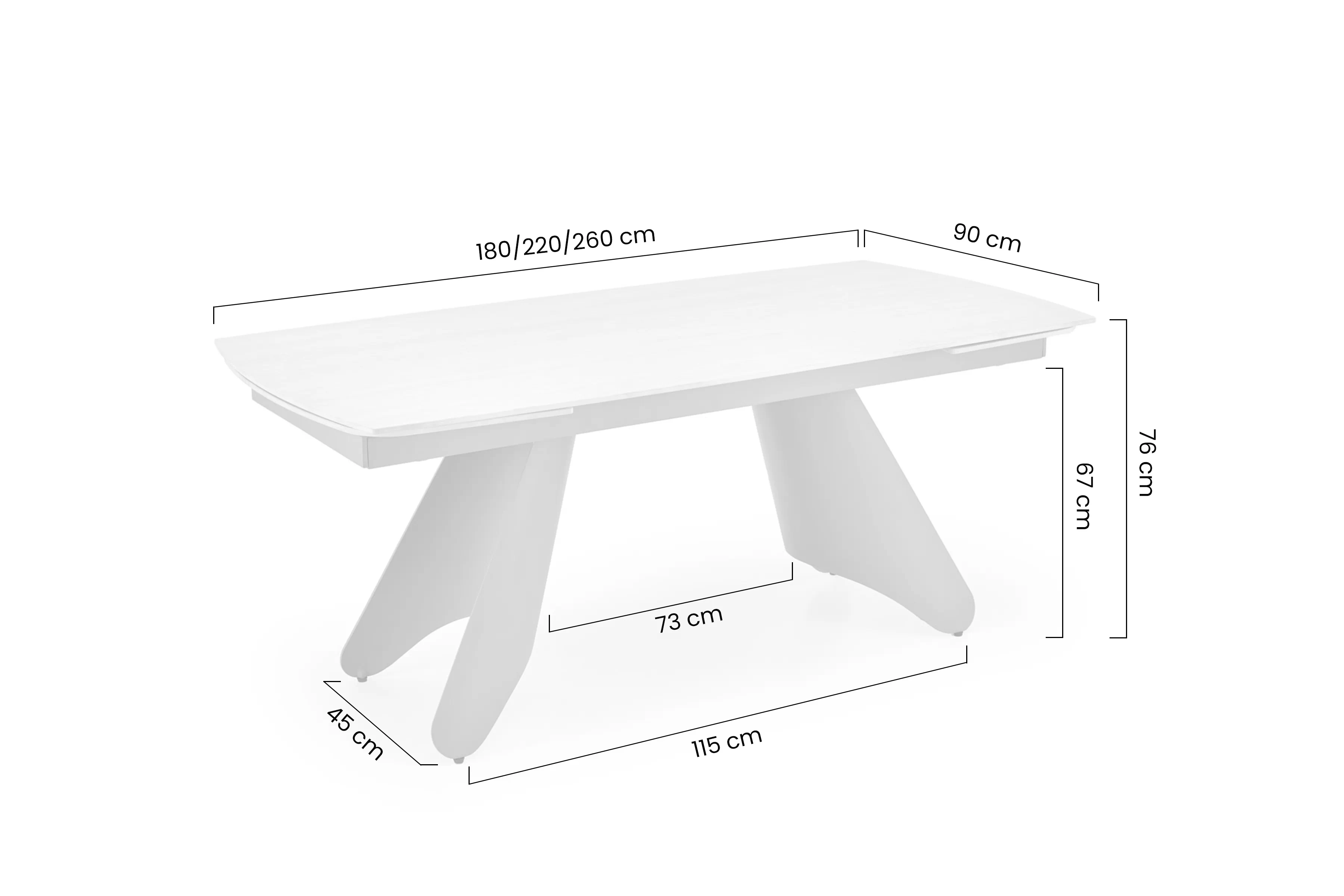 Stůl rozkladany Tavero 180-260x90 cm - kamien travertin / kašmír