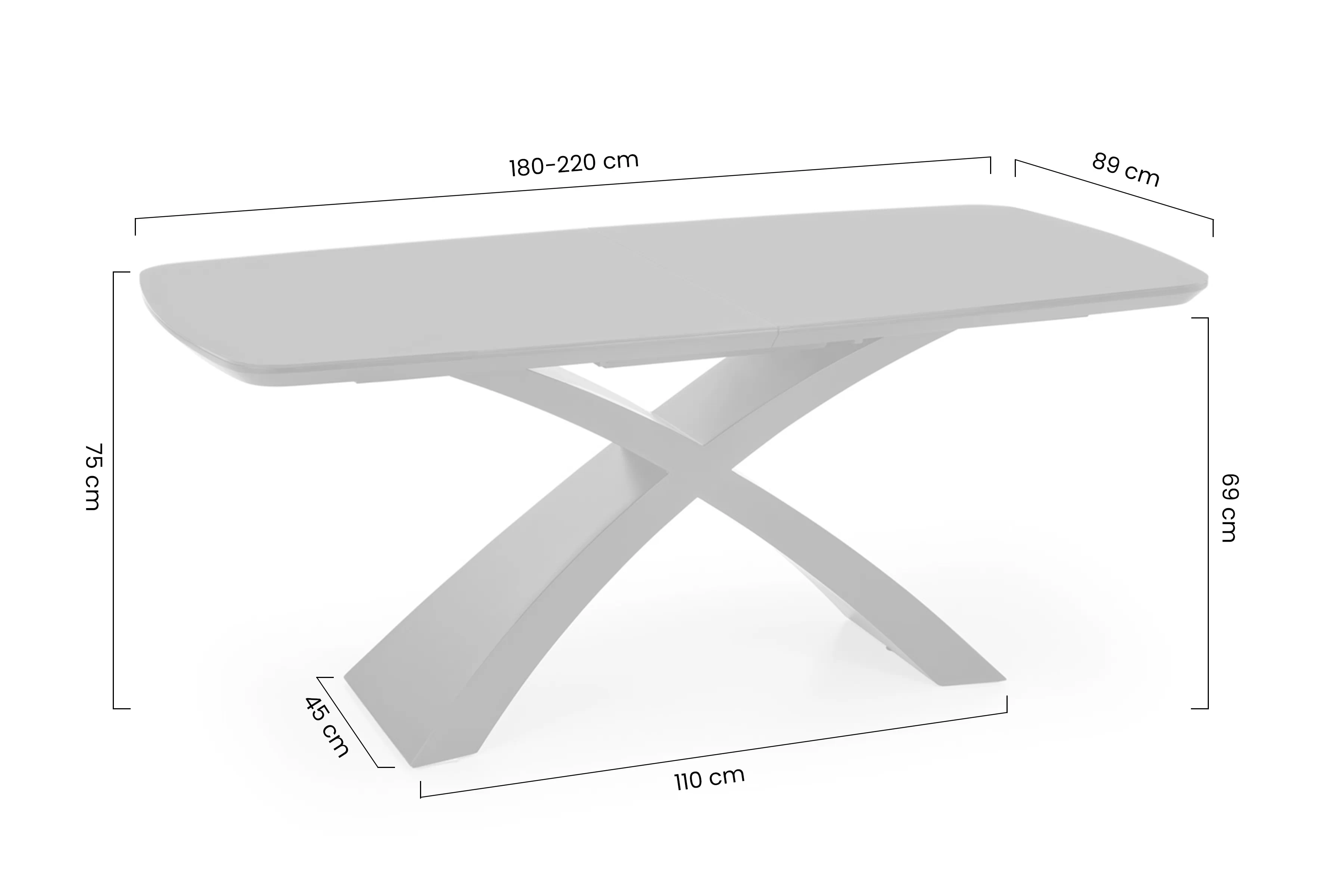 Stůl rozkladany Virello 180-220x89 cm - tmavý popelavá / černá