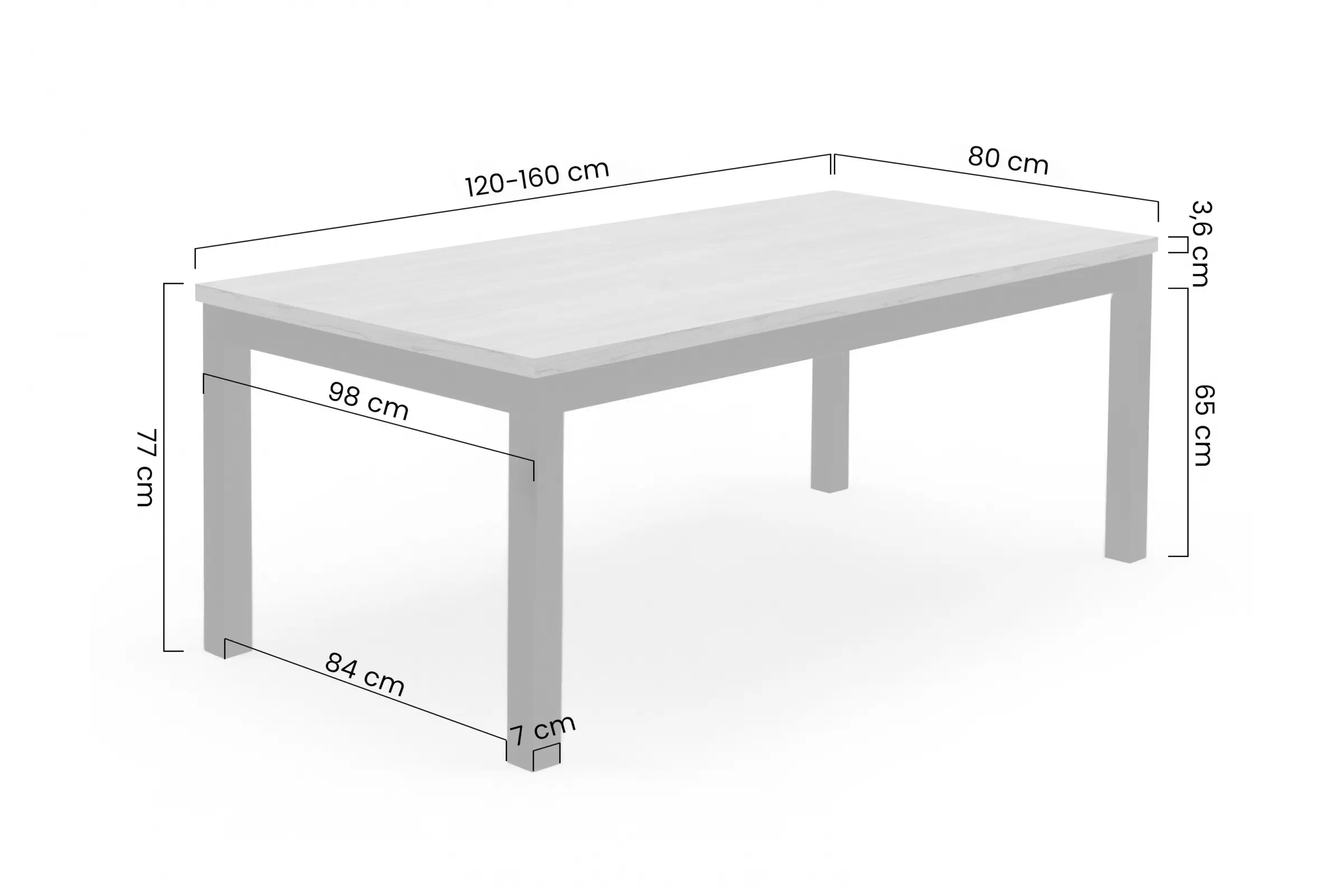 Stůl rozkladany Werona 120-160x80 cm - dub craft / černé nožičky