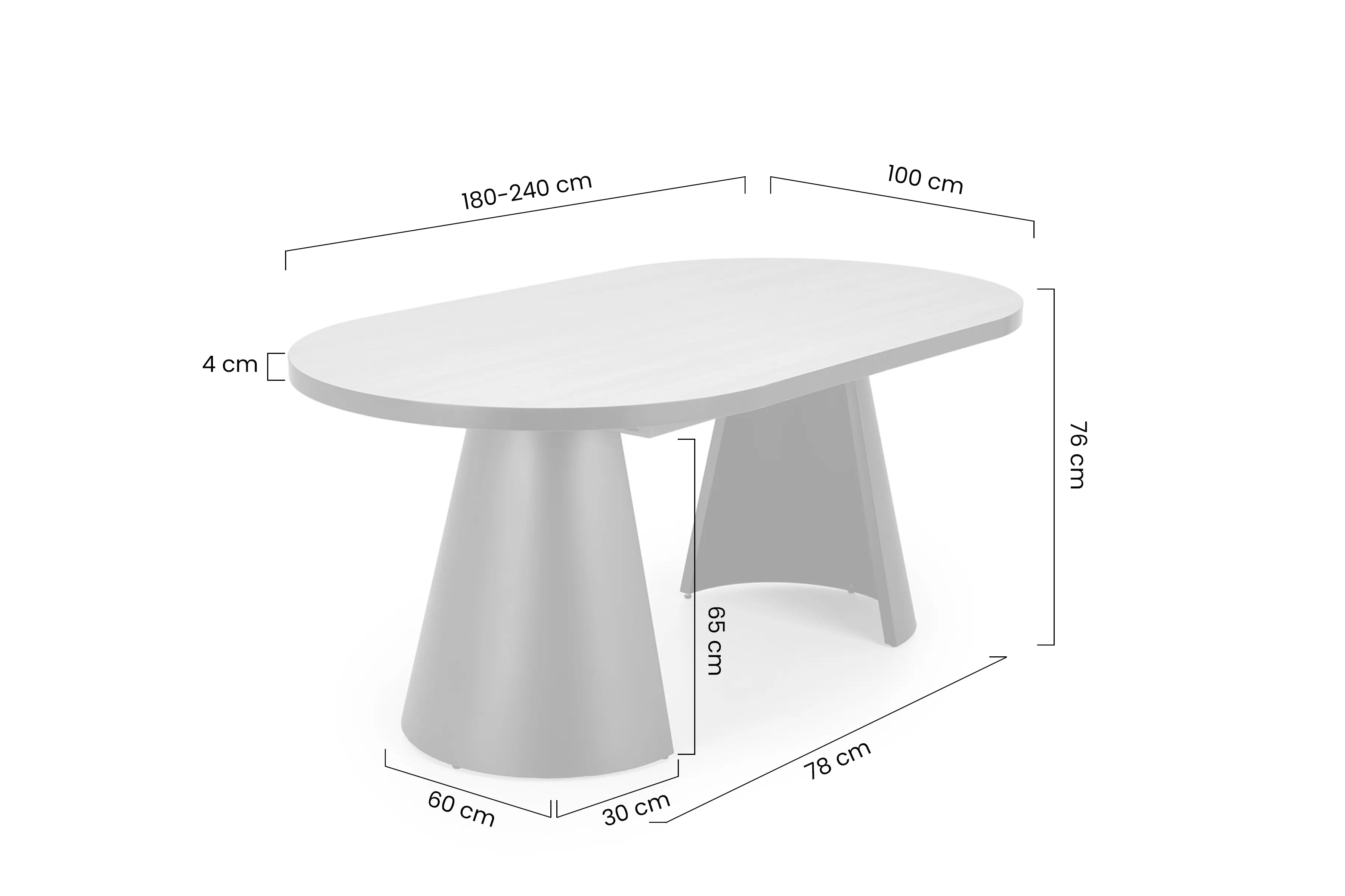 Stůl rozkladany Zavio 180-240x100 cm - přírodní / černé nožičky
