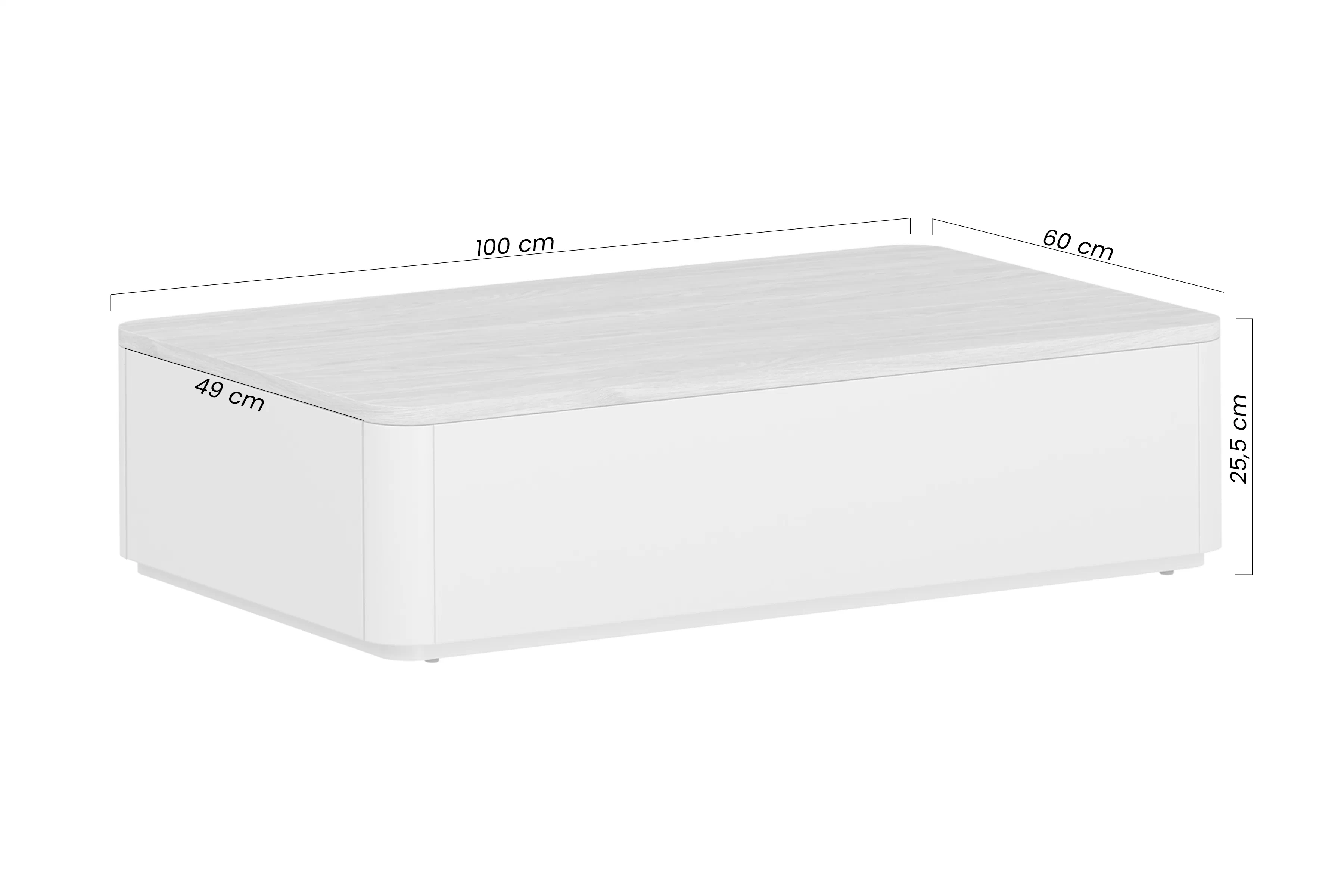 Kávový stolek Amilio 100 cm s šuplíky v barvě kašmír s olejovanou dubovou deskou.