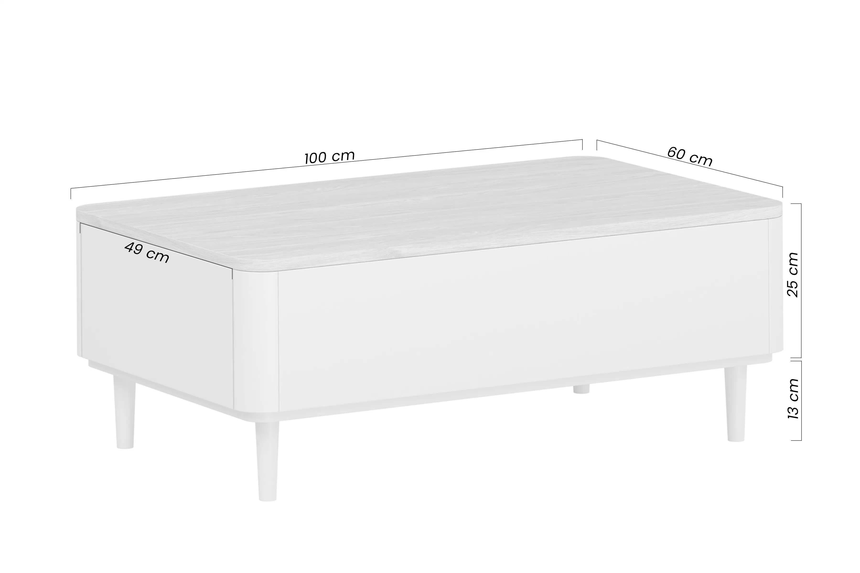Konferenční stolek Amilio 100 cm se zásuvkami, dub baltic dune deska, eukalyptové nohy zelené