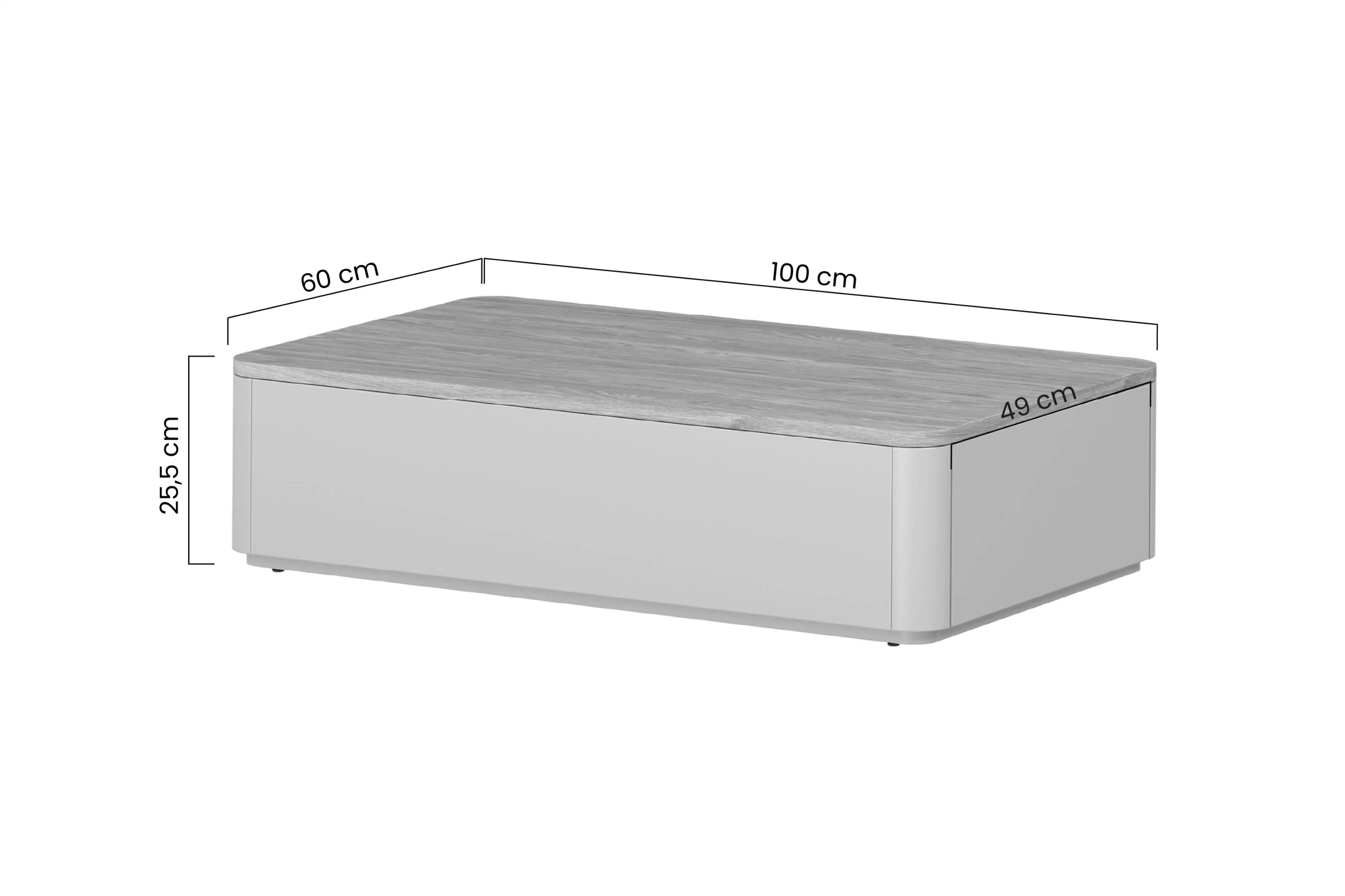 stolek kawowy Elivo 100 cm se zásuvkami - kašmír / dub olejowany