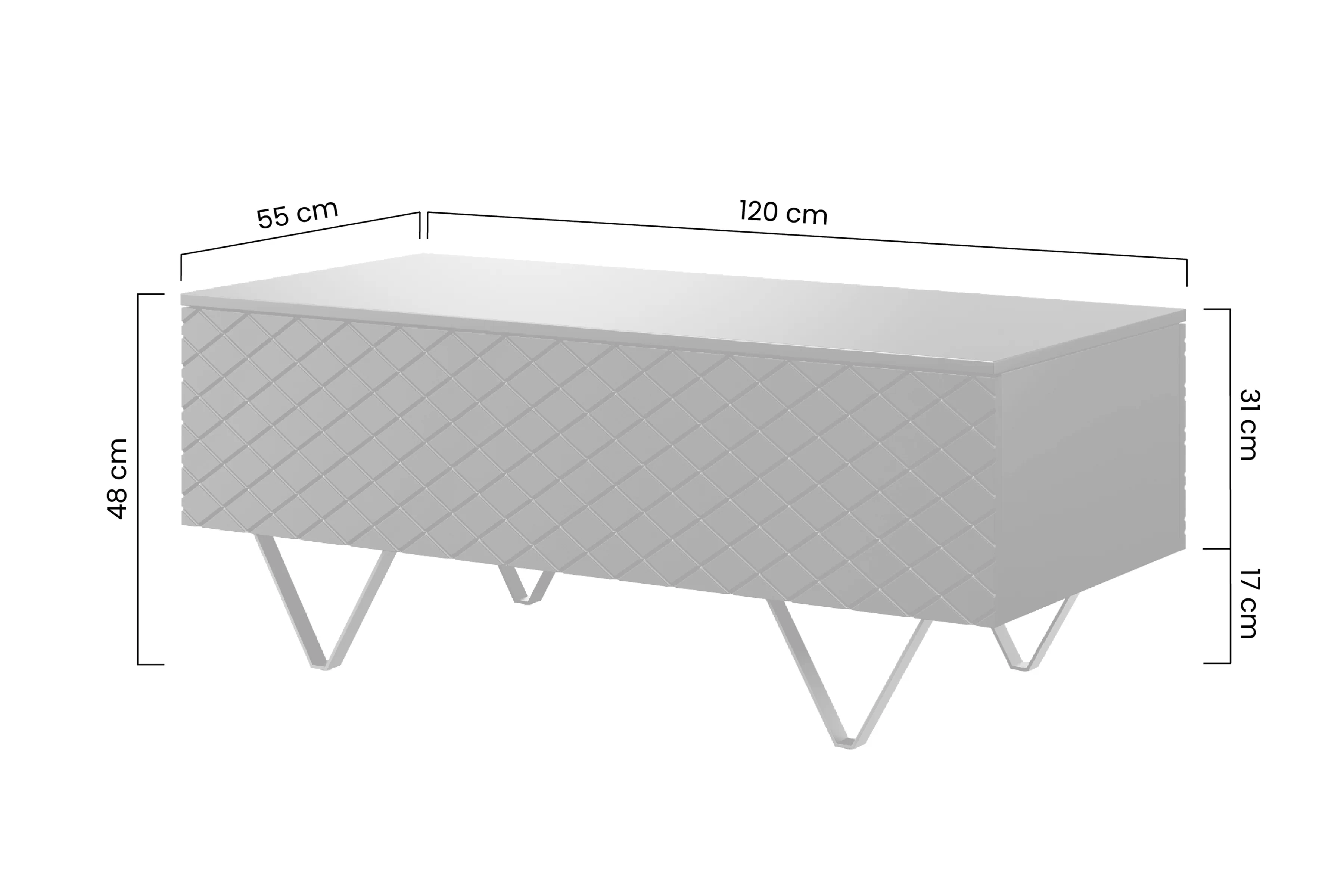 stolek kawowy Scalia 120 2K s úložným prostorem - labrador mat / zlaté Nohy