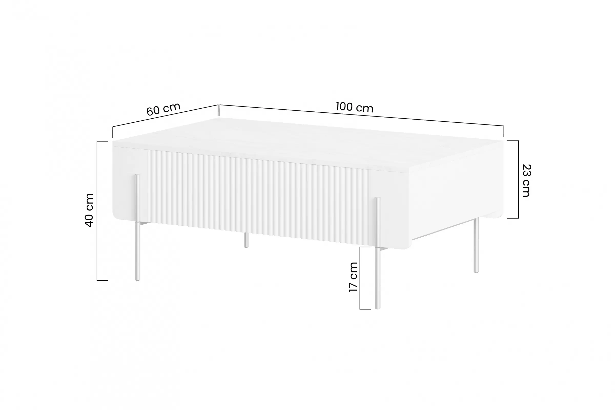 stolek kawowy se zásuvkami Malmi 100 cm - kašmír / crema bianca / černá nozki