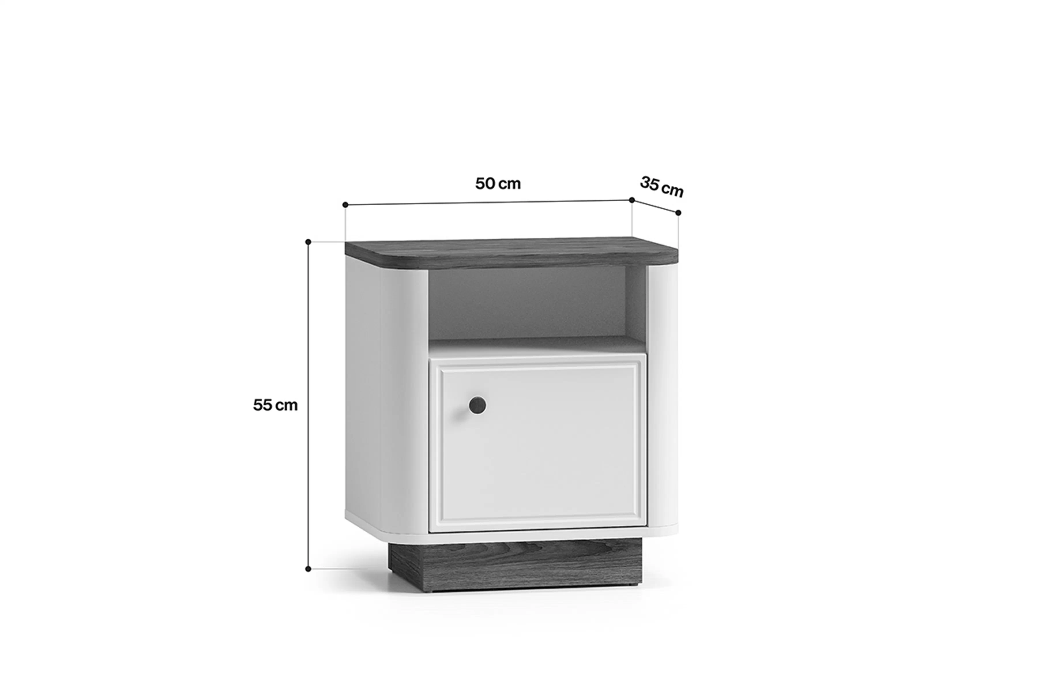 Noční stolek Amberto 50 cm - kašmír / dub windmill dark